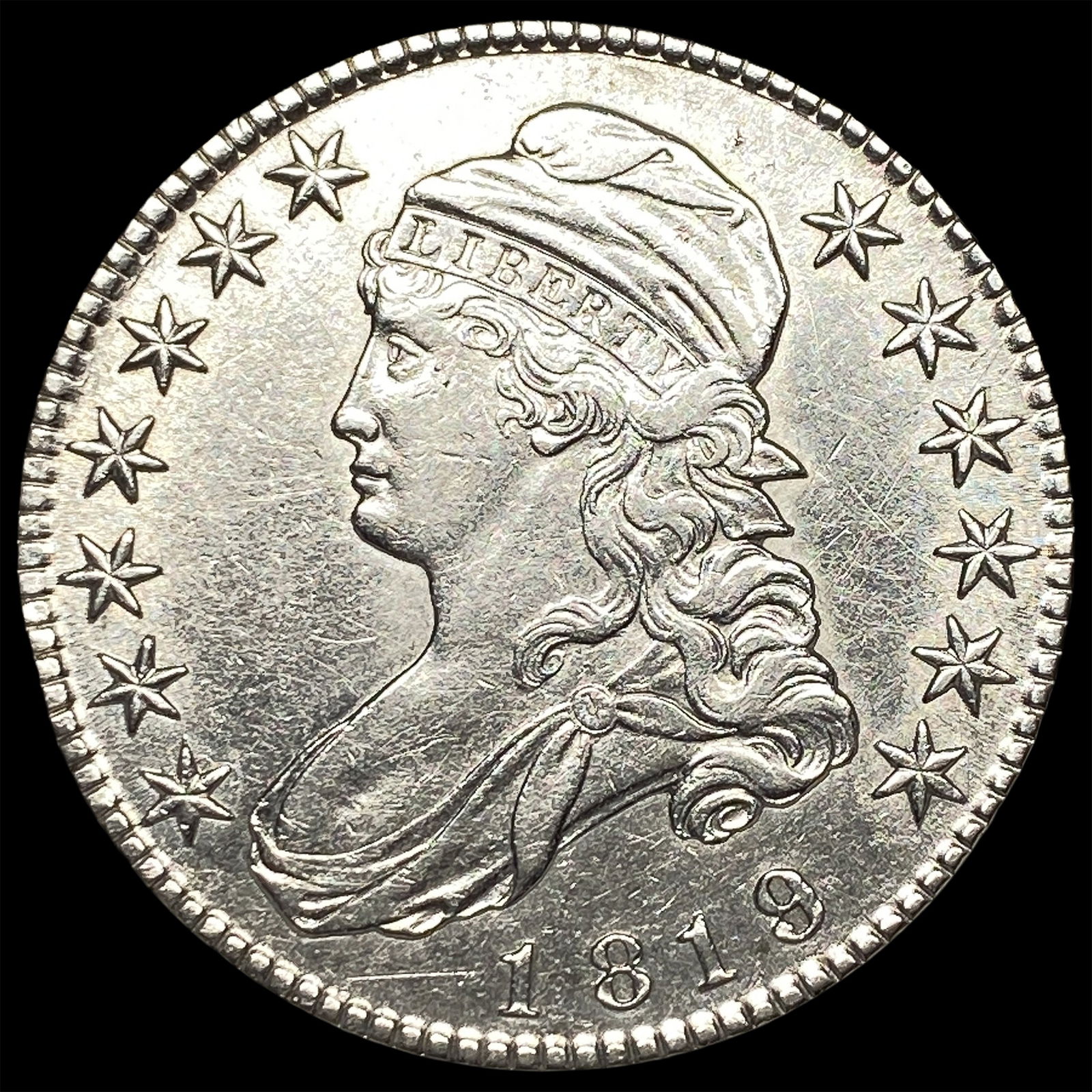 1819 Capped Bust Half Dollar CLOSELY UNCIRCULATED: 1819 Capped Bust Half Dollar CLOSELY UNCIRCULATED