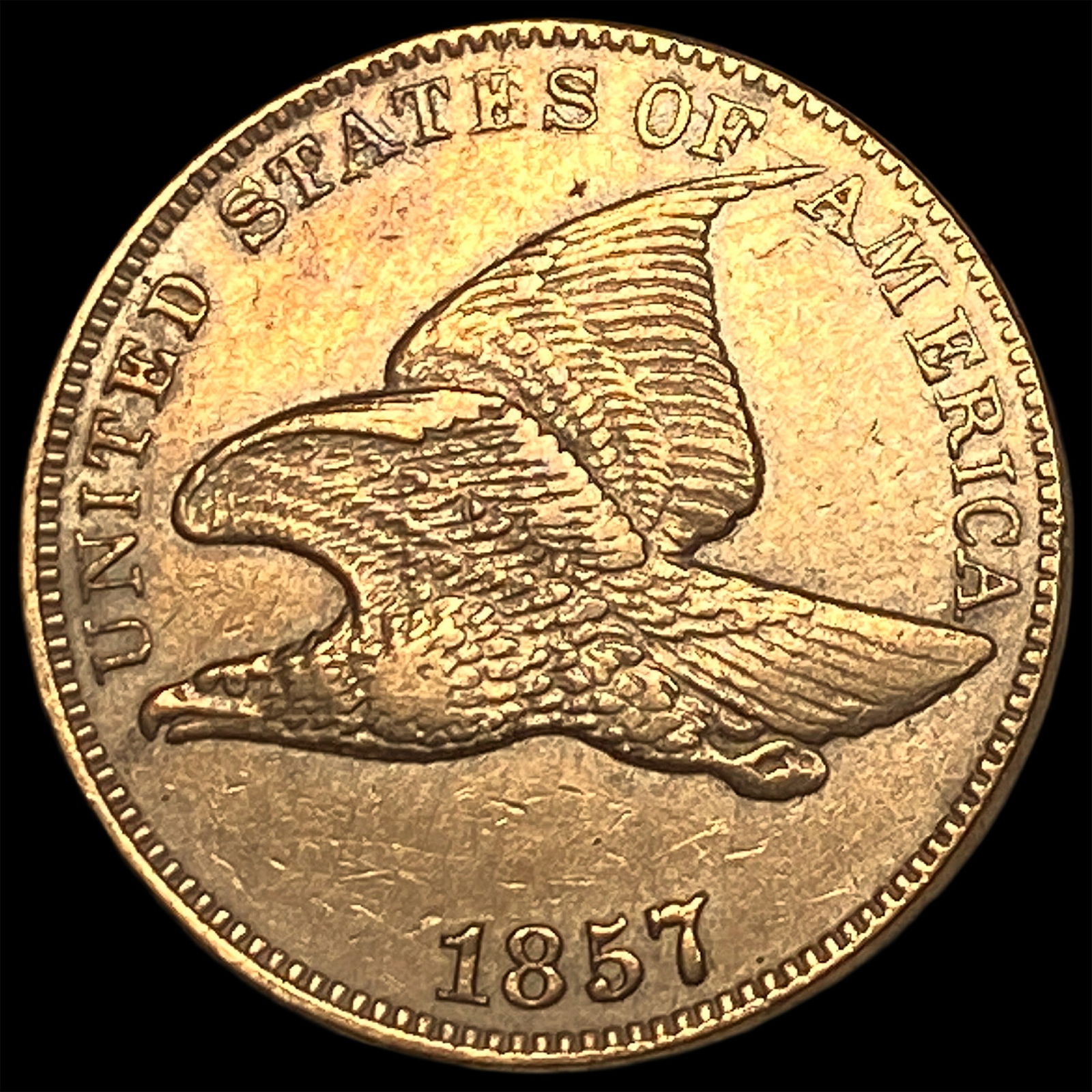 1857 Copper-Nickel Flying Eagle Cent CLOSELY UNCIRCULATED (1 of 2)