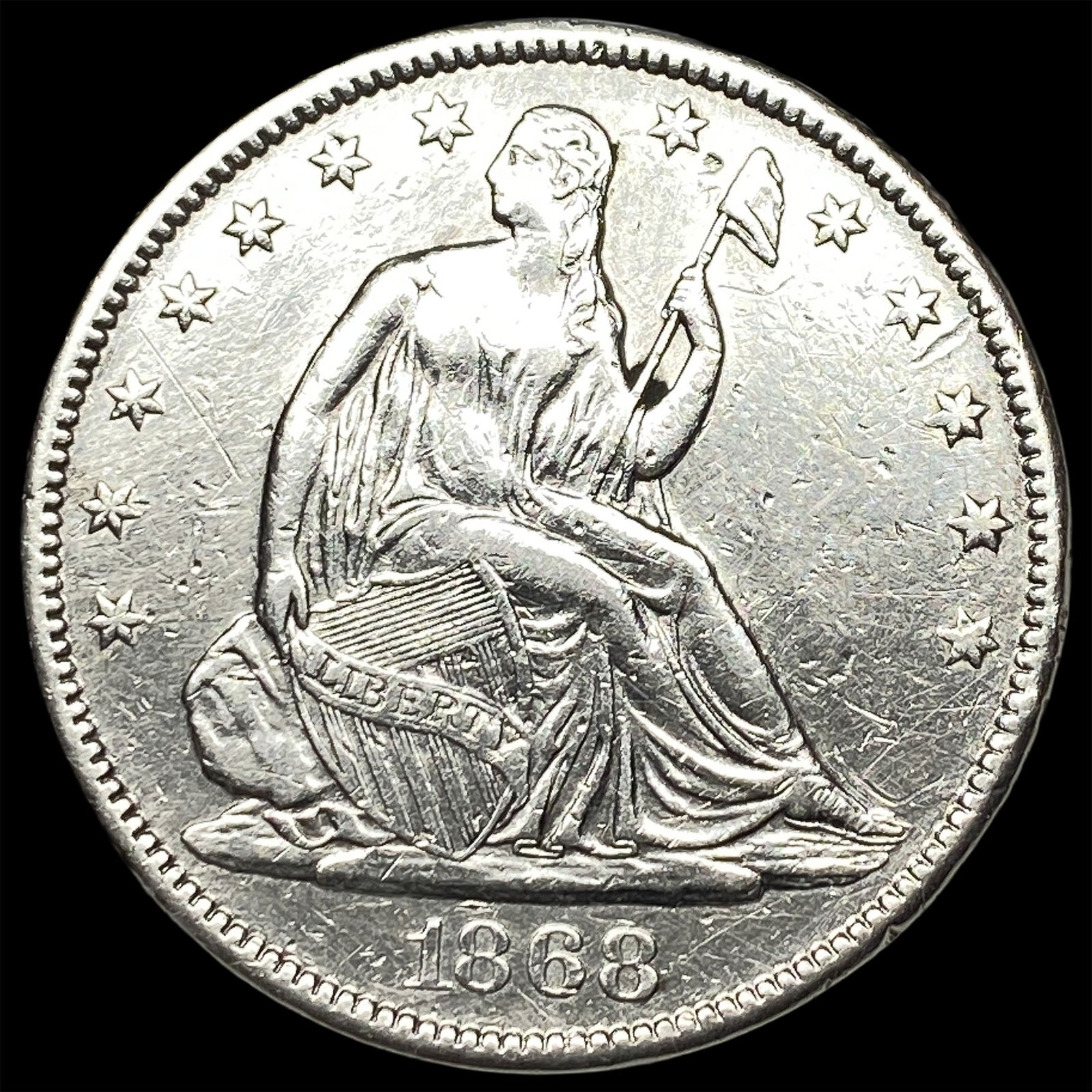 1868-S Silver Half Dollar CLOSELY UNCIRCULATED (1 of 2)