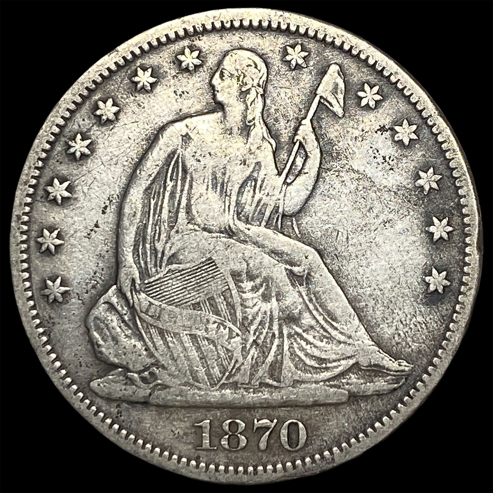 1870-S Silver Half Dollar ABOUT UNCIRCULATED: 1870-S Silver Half Dollar ABOUT UNCIRCULATED