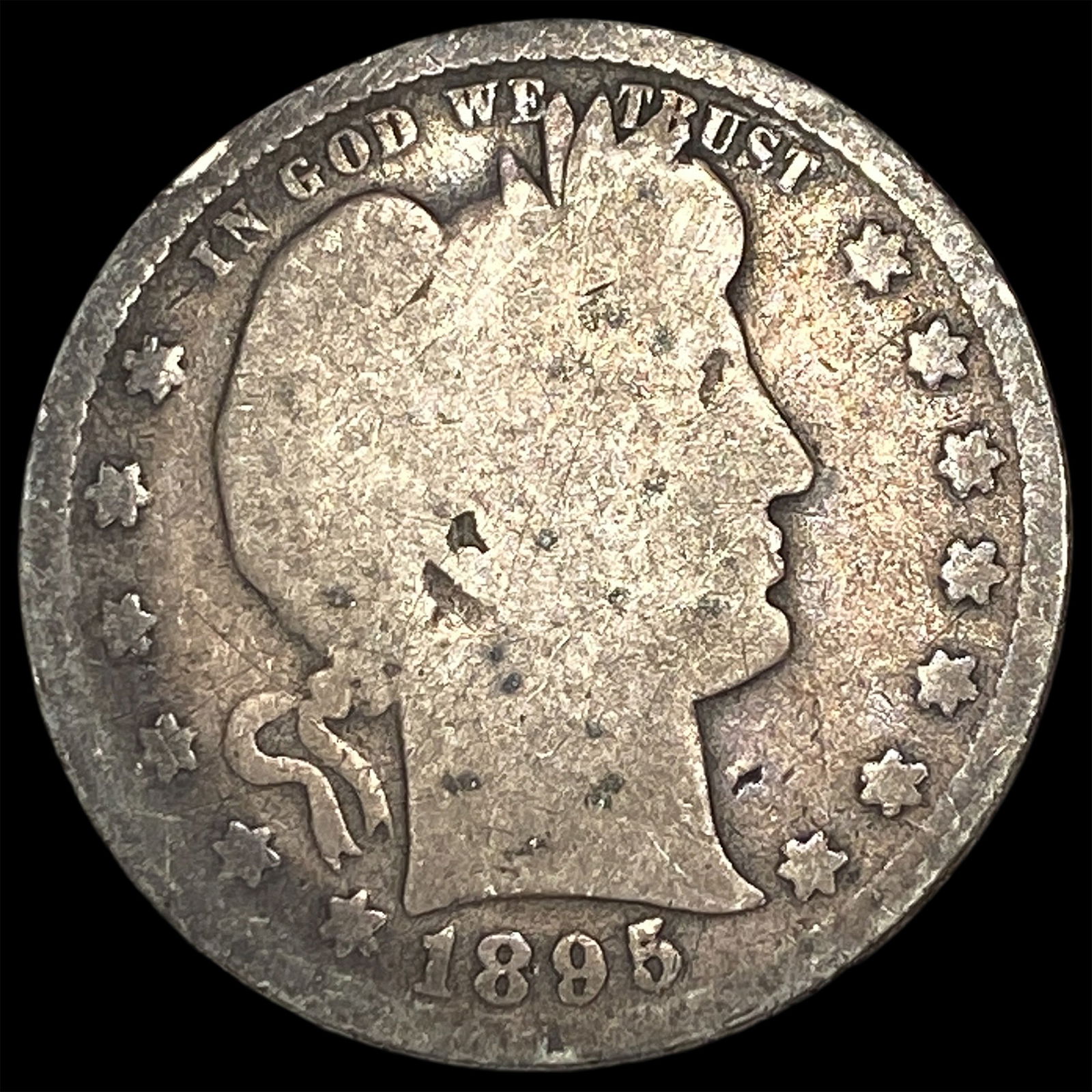 1895-S Silver Barber Quarter NICELY CIRCULATED: 1895-S Silver Barber Quarter NICELY CIRCULATED