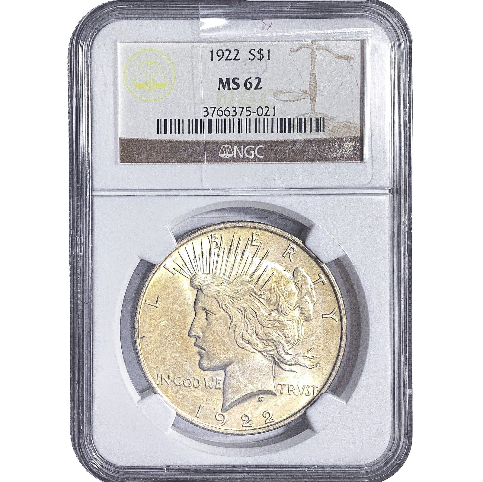 1922 Morgan Silver Dollar NGC MS62: 1922 Morgan Silver Dollar NGC MS62
