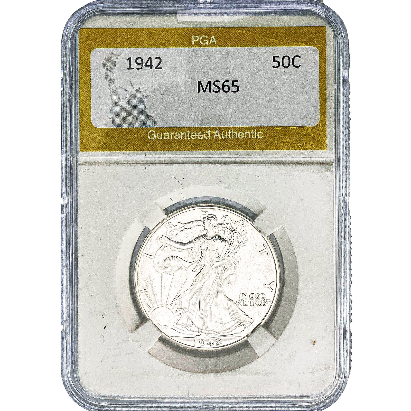 1942 Walking Liberty Half Dollar PGA MS65: 1942 Walking Liberty Half Dollar PGA MS65
