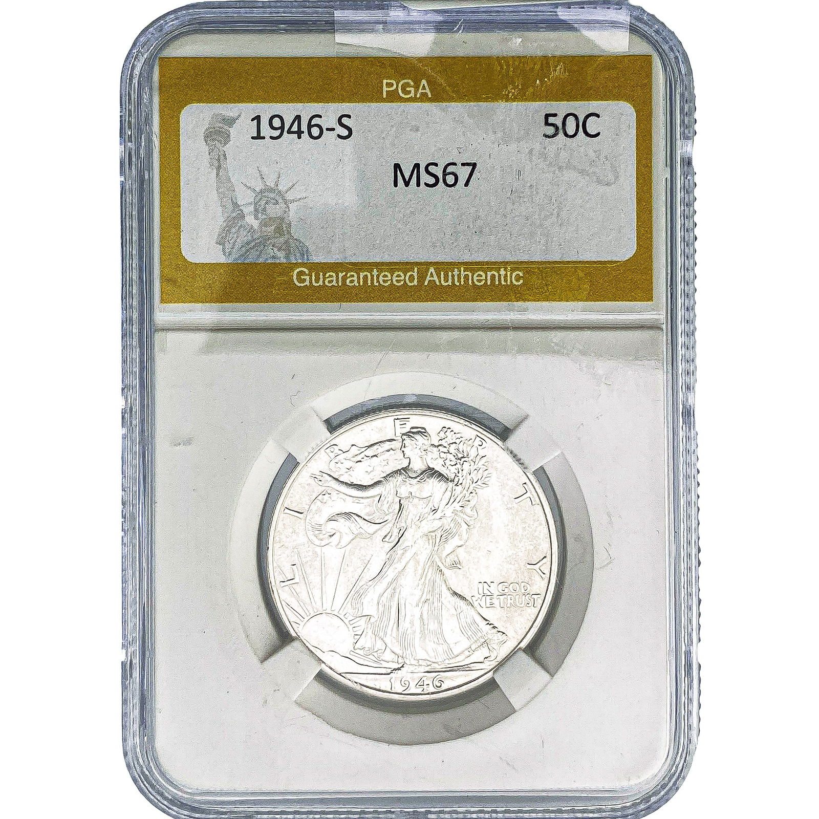 1946-S Walking Liberty Half Dollar PGA MS67: 1946-S Walking Liberty Half Dollar PGA MS67
