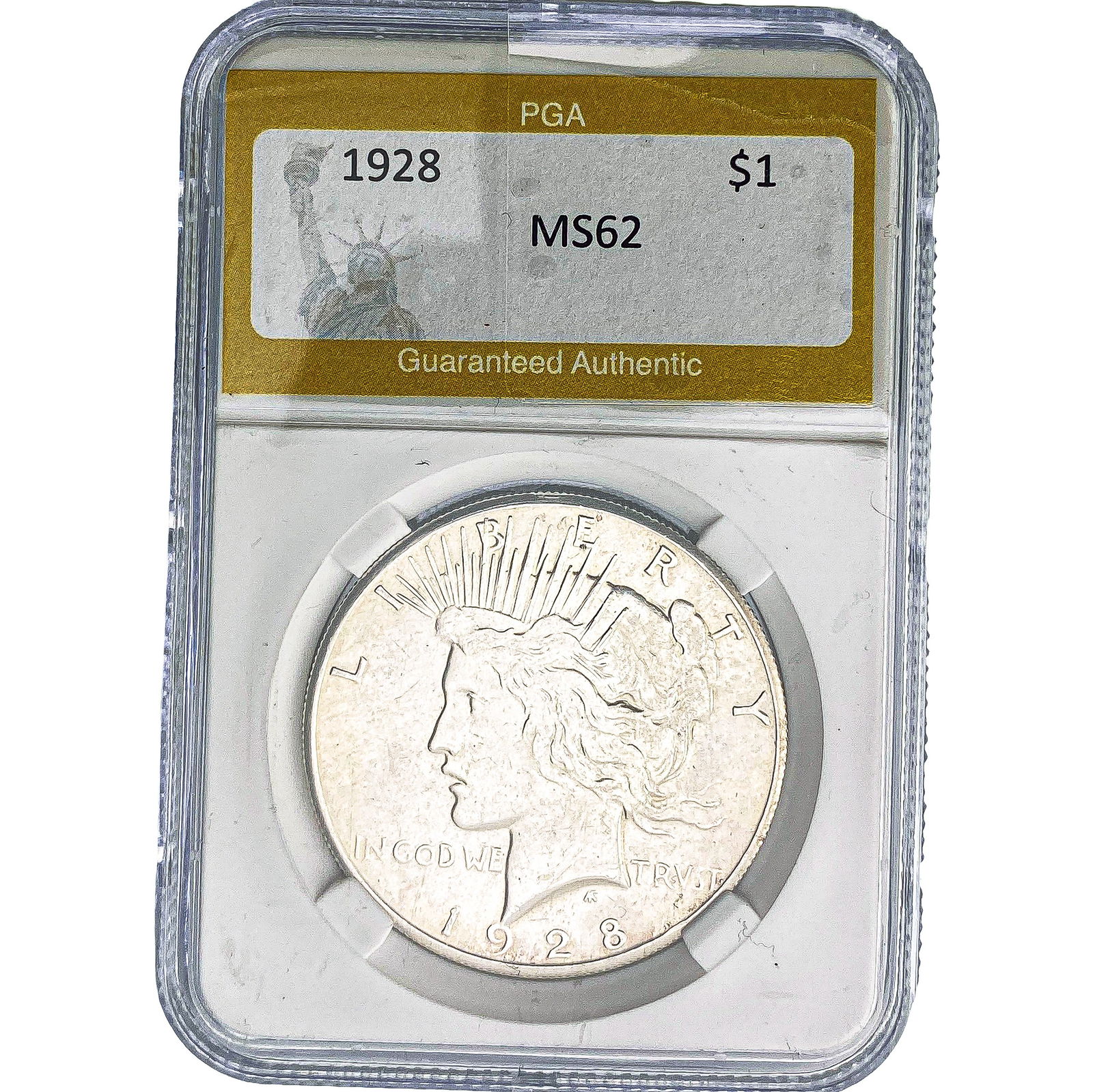 1928 Silver Peace Dollar PGA MS62: 1928 Silver Peace Dollar PGA MS62