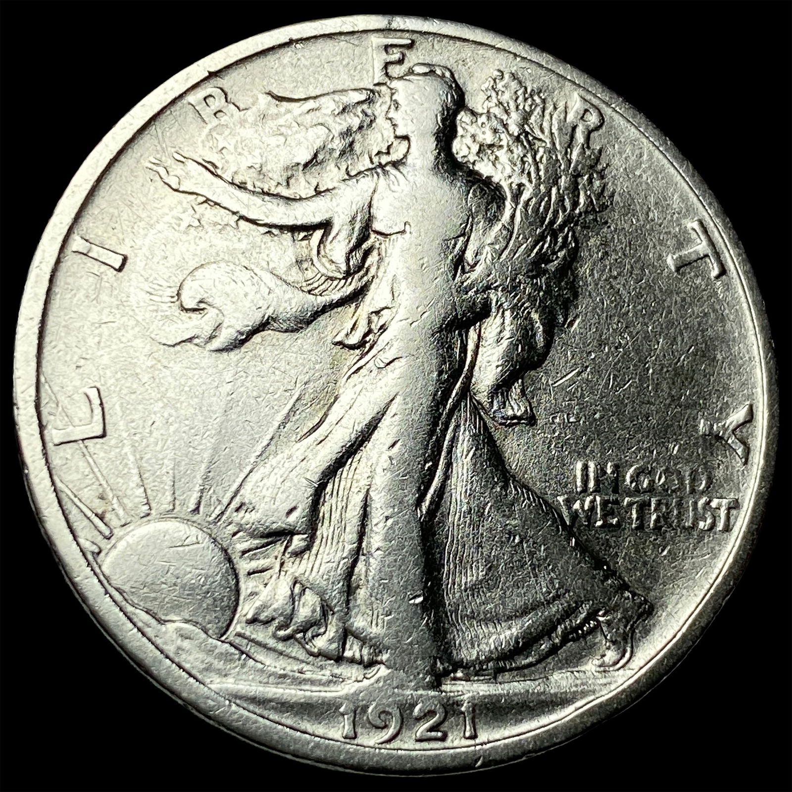 1921-S Silver Walking Liberty Half Dollar LIGHTLY CIRCULATED: 1921-S Silver Walking Liberty Half Dollar LIGHTLY CIRCULATED