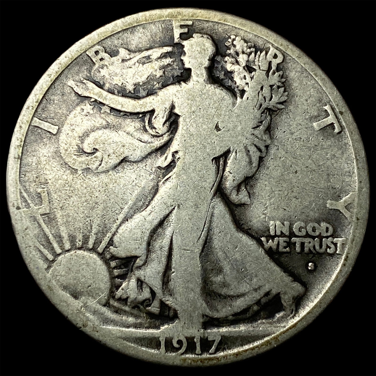 1917-S Silver Walking Liberty Half Dollar NICELY CIRCULATED (1 of 2)