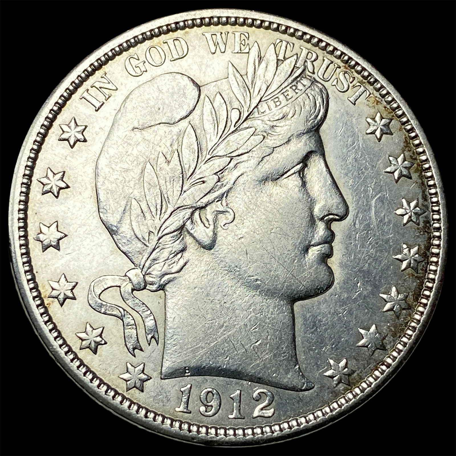 1912-D Silver Half Dollar Barber CLOSELY UNCIRCULATED: 1912-D Silver Half Dollar Barber CLOSELY UNCIRCULATED