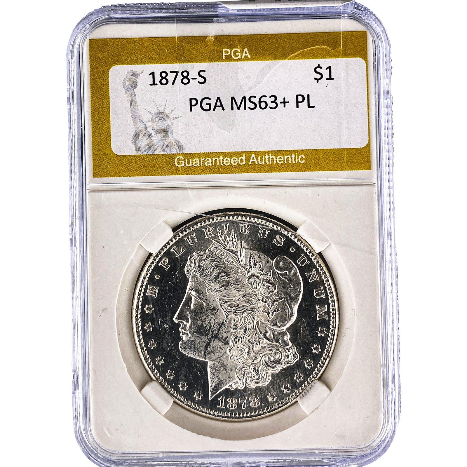 1878-S Morgan Silver Dollar PGA MS63+ PL: 1878-S Morgan Silver Dollar PGA MS63+ PL