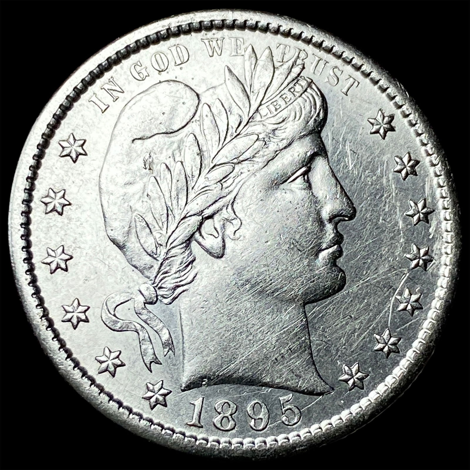 1895-S Silver Barber Quarter CLOSELY UNCIRCULATED: 1895-S Silver Barber Quarter CLOSELY UNCIRCULATED