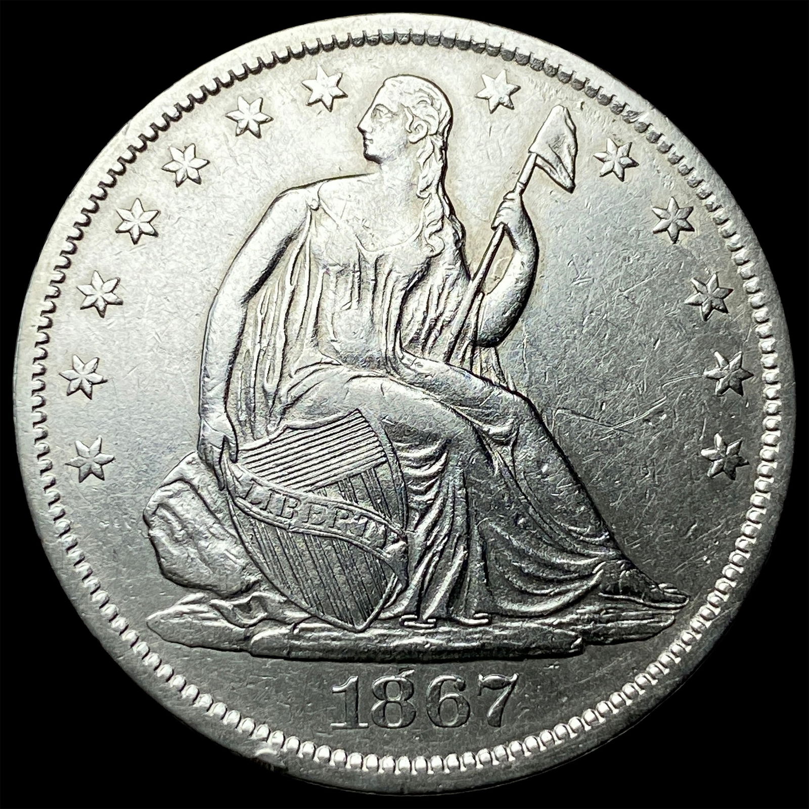 1867-S Silver Half Dollar CLOSELY UNCIRCULATED (1 of 2)