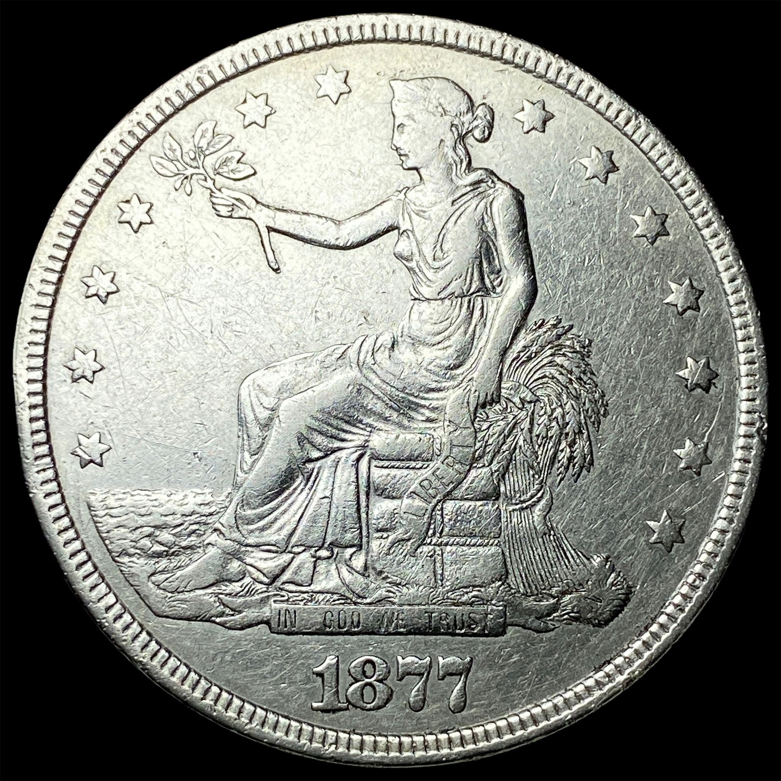1877-S Silver Trade Dollar NEARLY UNCIRCULATED: 1877-S Silver Trade Dollar NEARLY UNCIRCULATED