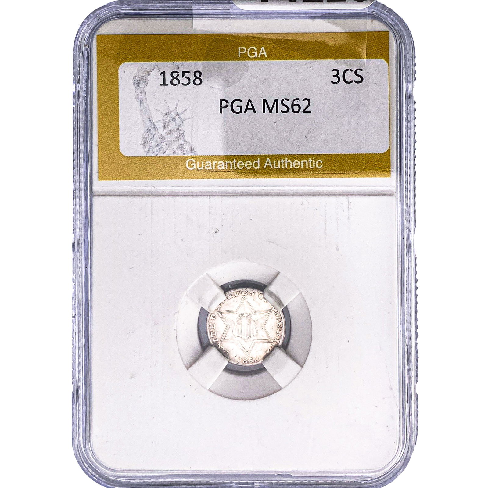 1858 Silver Three Cent PGA MS62: 1858 Silver Three Cent PGA MS62