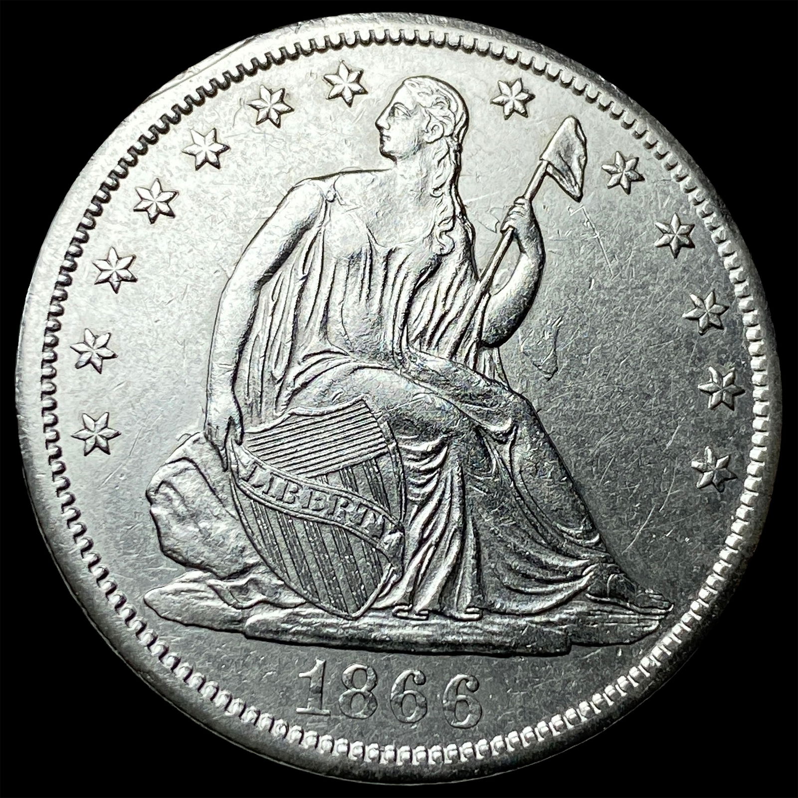 1866-S Silver Half Dollar CLOSELY UNCIRCULATED (1 of 2)