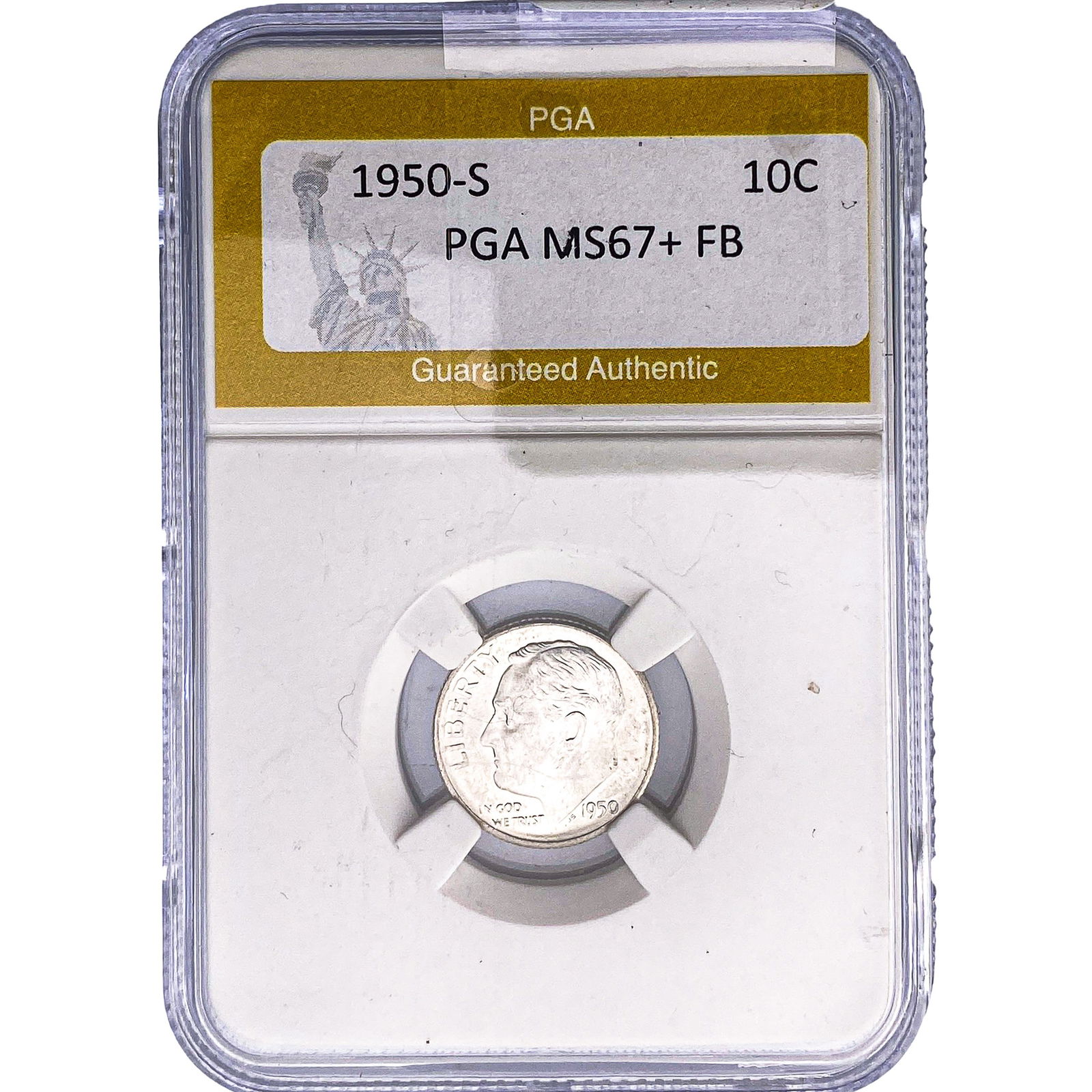 1950-S Roosevelt Dime PGA MS67+ FB: 1950-S Roosevelt Dime PGA MS67+ FB
