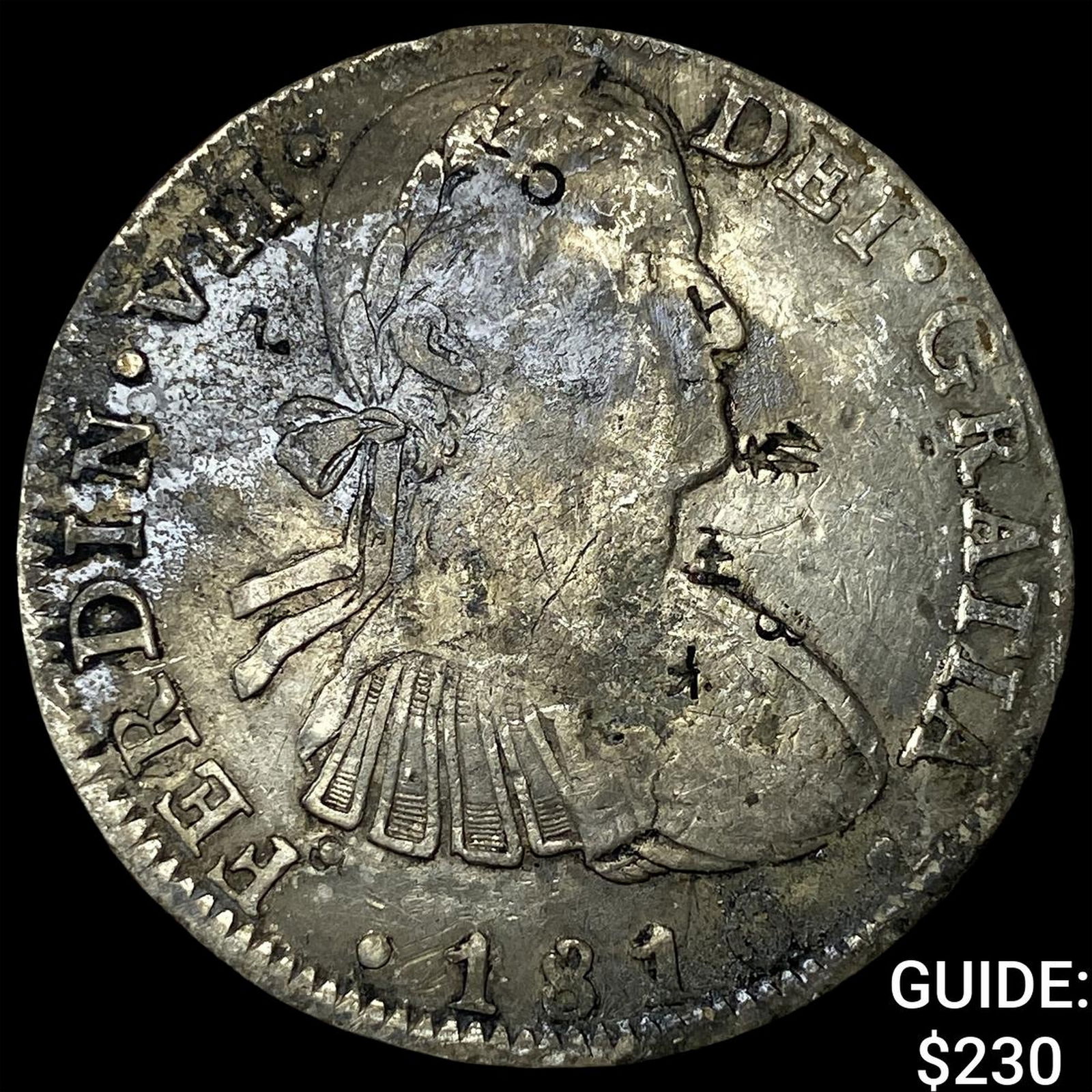 1810 Colonial Spain Silver 8 Reales Punchmarked NEARLY UNCIRCULATED (1 of 2)