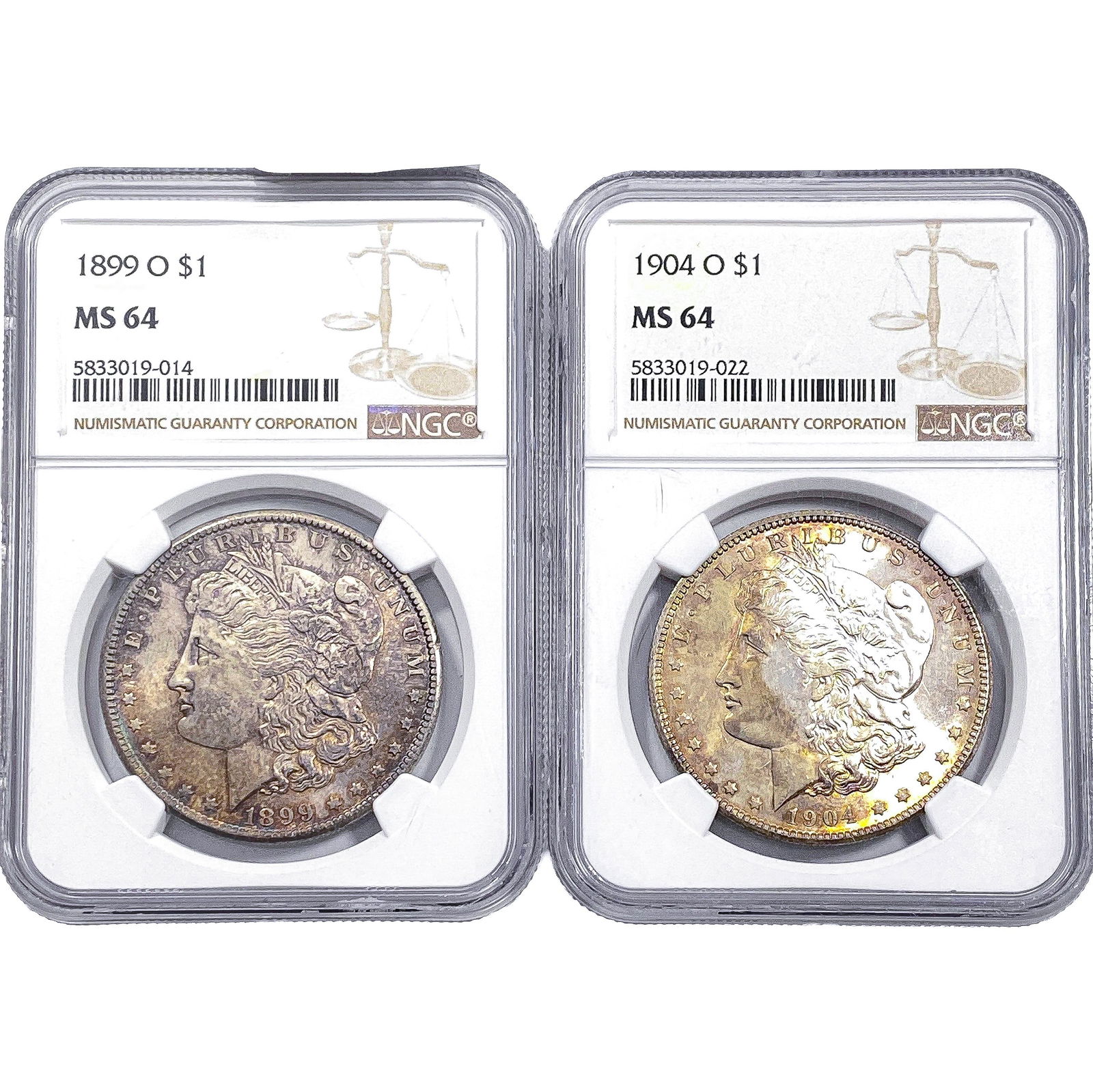 [2 Coins] 1899-1904 Morgan Silver Dollar NGC MS64 (1 of 2)