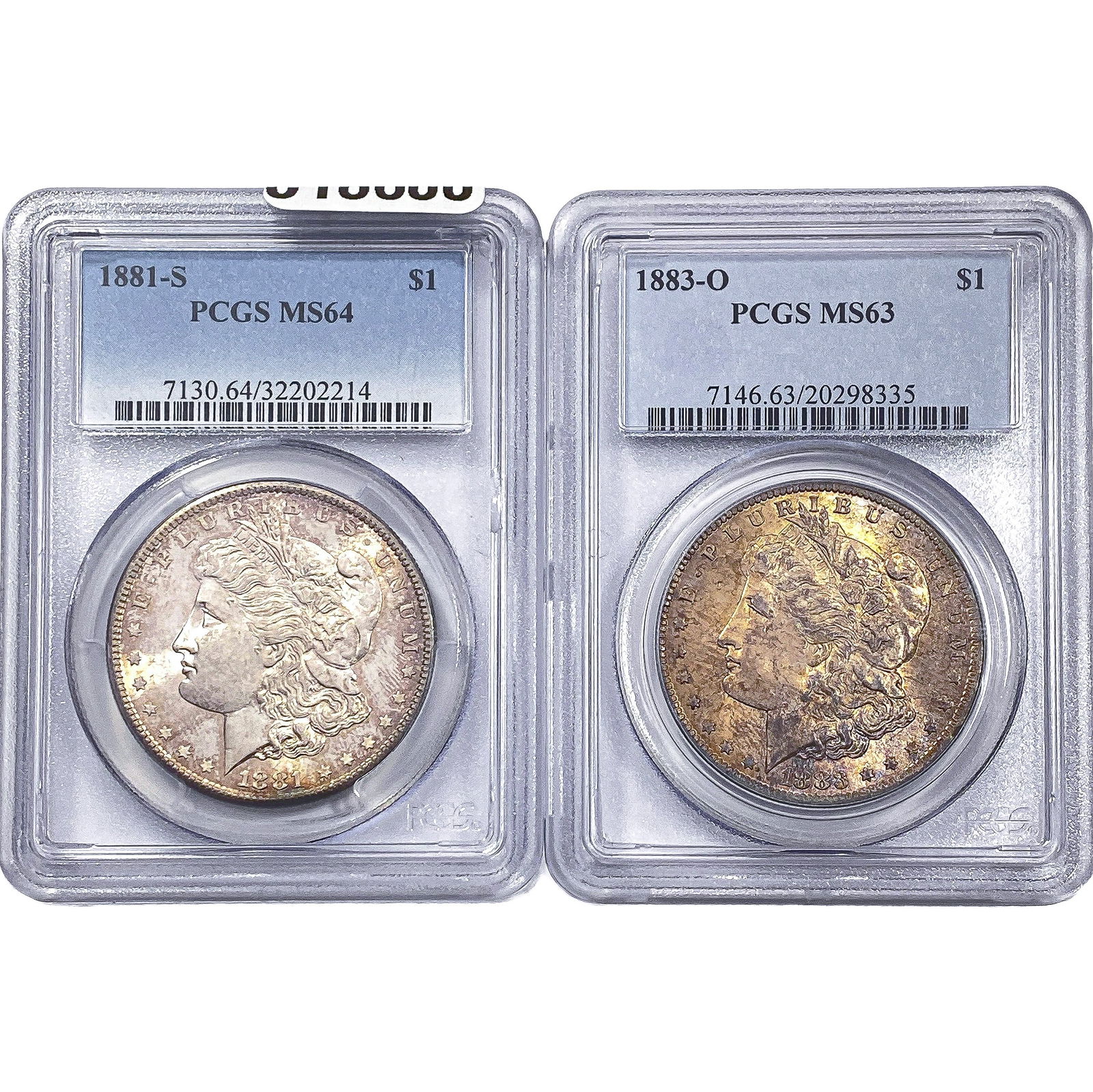 [2 Coins] 1881-1883 Morgan Silver Dollar PCGS MS63-64: [2 Coins] 1881-1883 Morgan Silver Dollar PCGS MS63-64