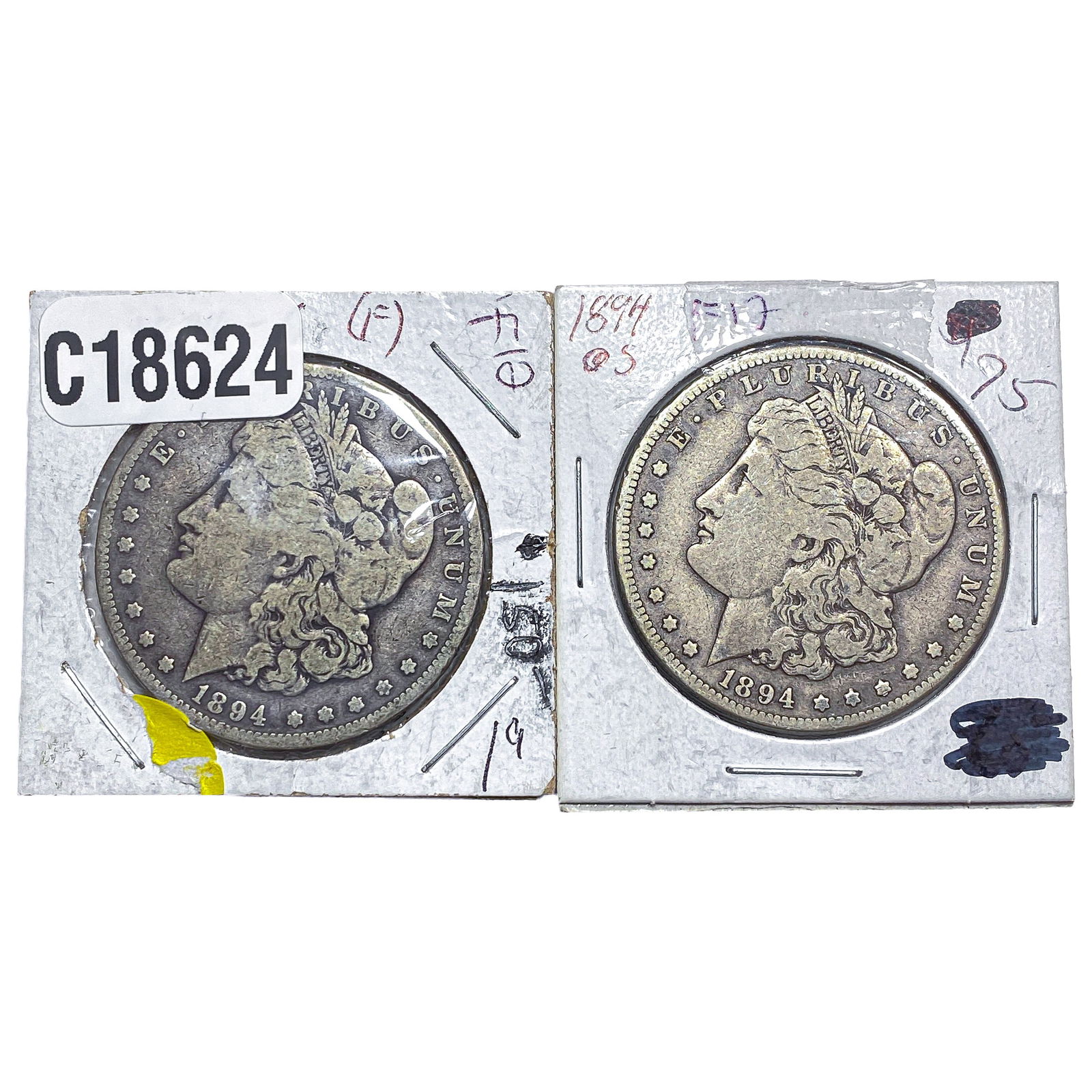 [2 Coins] 1894 Morgan Silver Dollar: [2 Coins] 1894 Morgan Silver Dollar