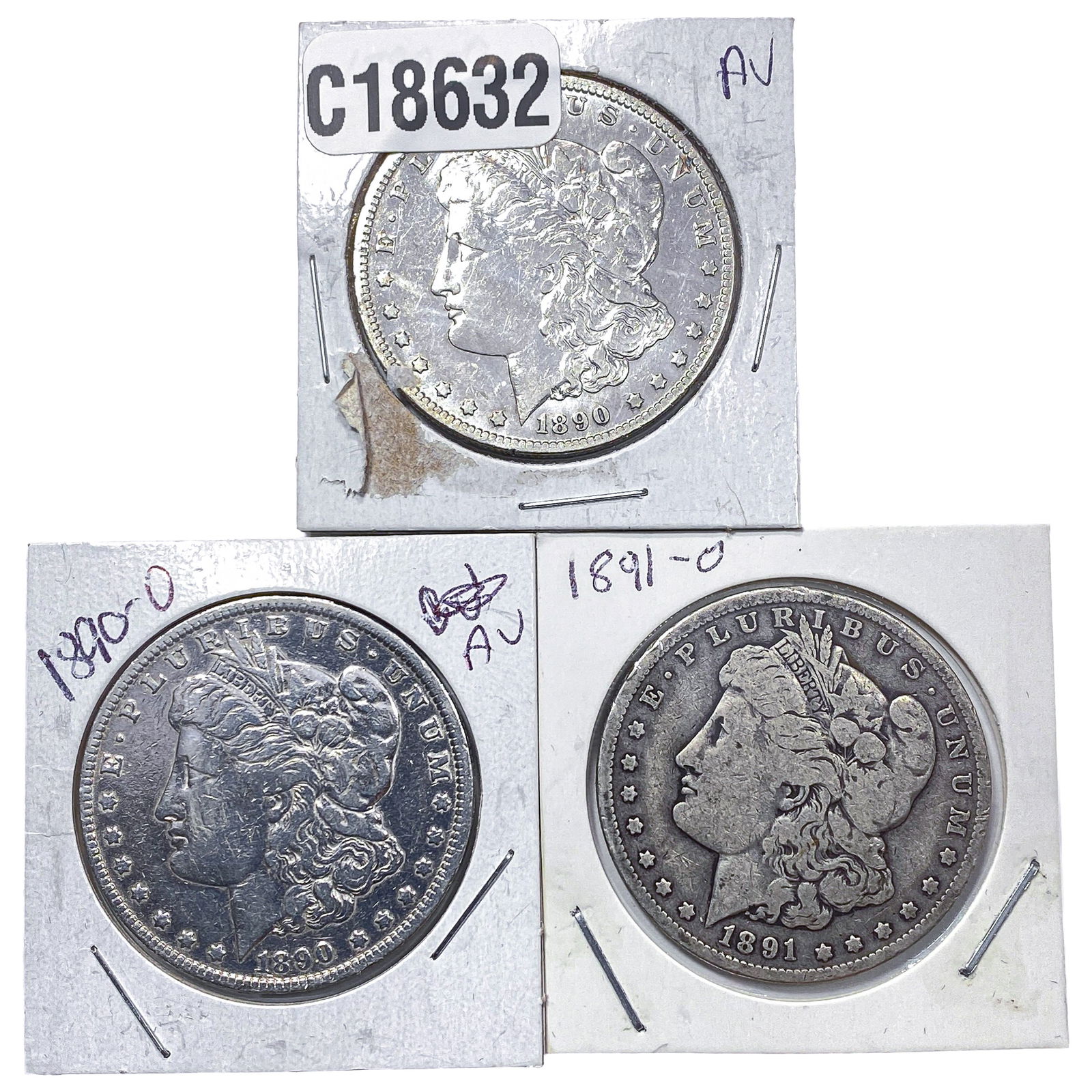 [3 Coins] 1890-1891 Morgan Silver Dollar (1 of 2)