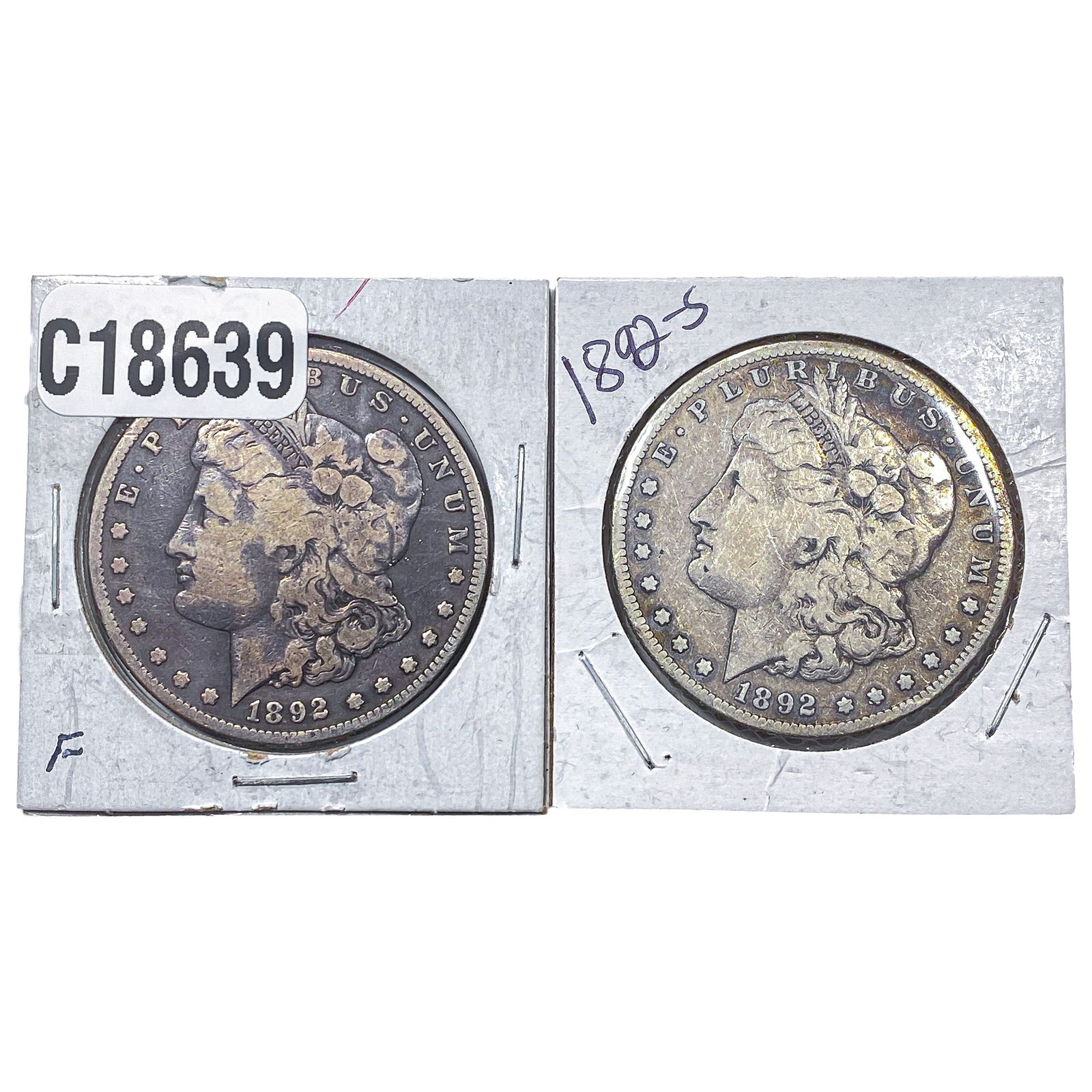 [2 Coins] 1892-S Morgan Silver Dollar: [2 Coins] 1892-S Morgan Silver Dollar