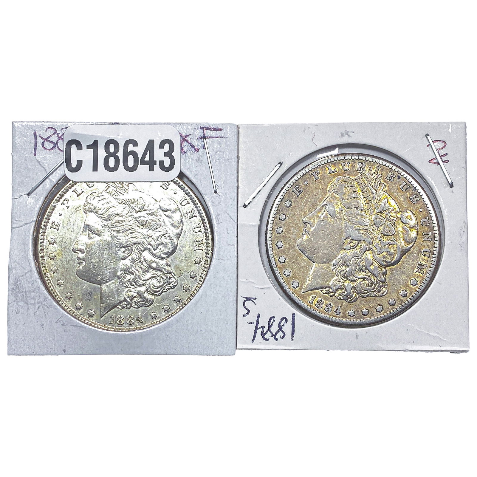 [2 Coins] 1884-S Morgan Silver Dollar (1 of 2)