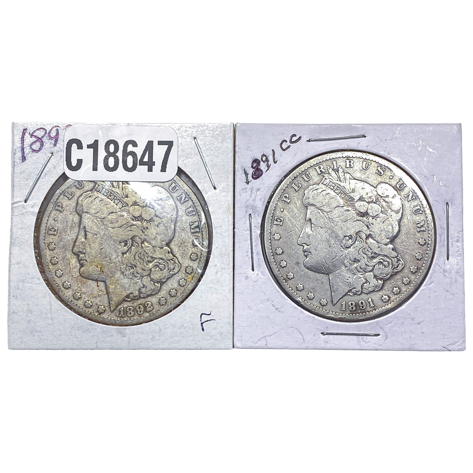 [2 Coins] 1891-1892 Morgan Silver Dollar: [2 Coins] 1891-1892 Morgan Silver Dollar