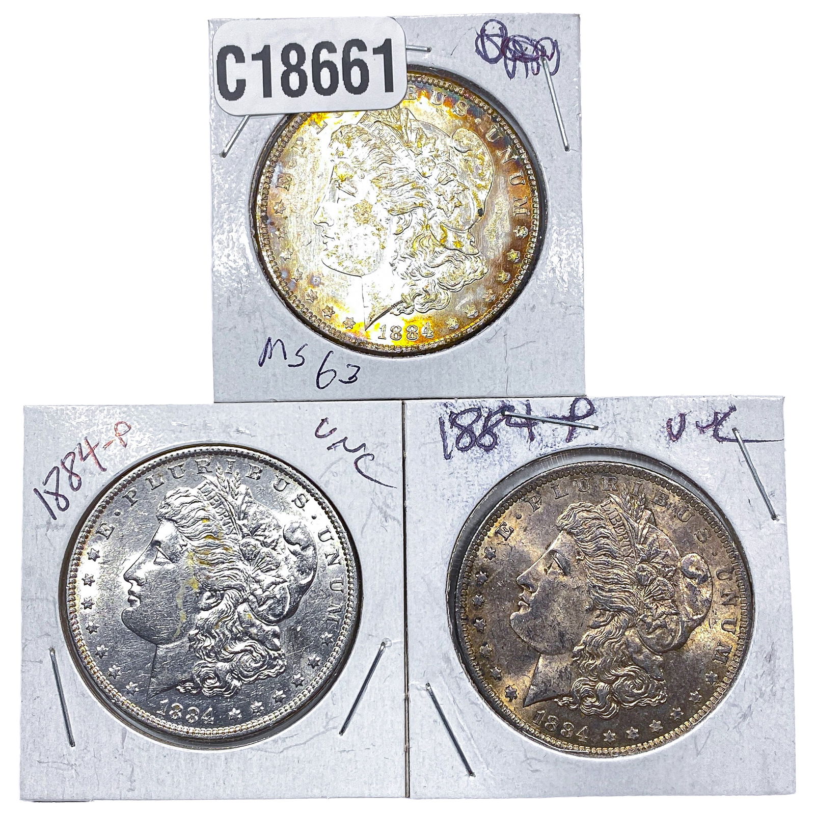 [3 Coins] 1884 Morgan Silver Dollar: [3 Coins] 1884 Morgan Silver Dollar