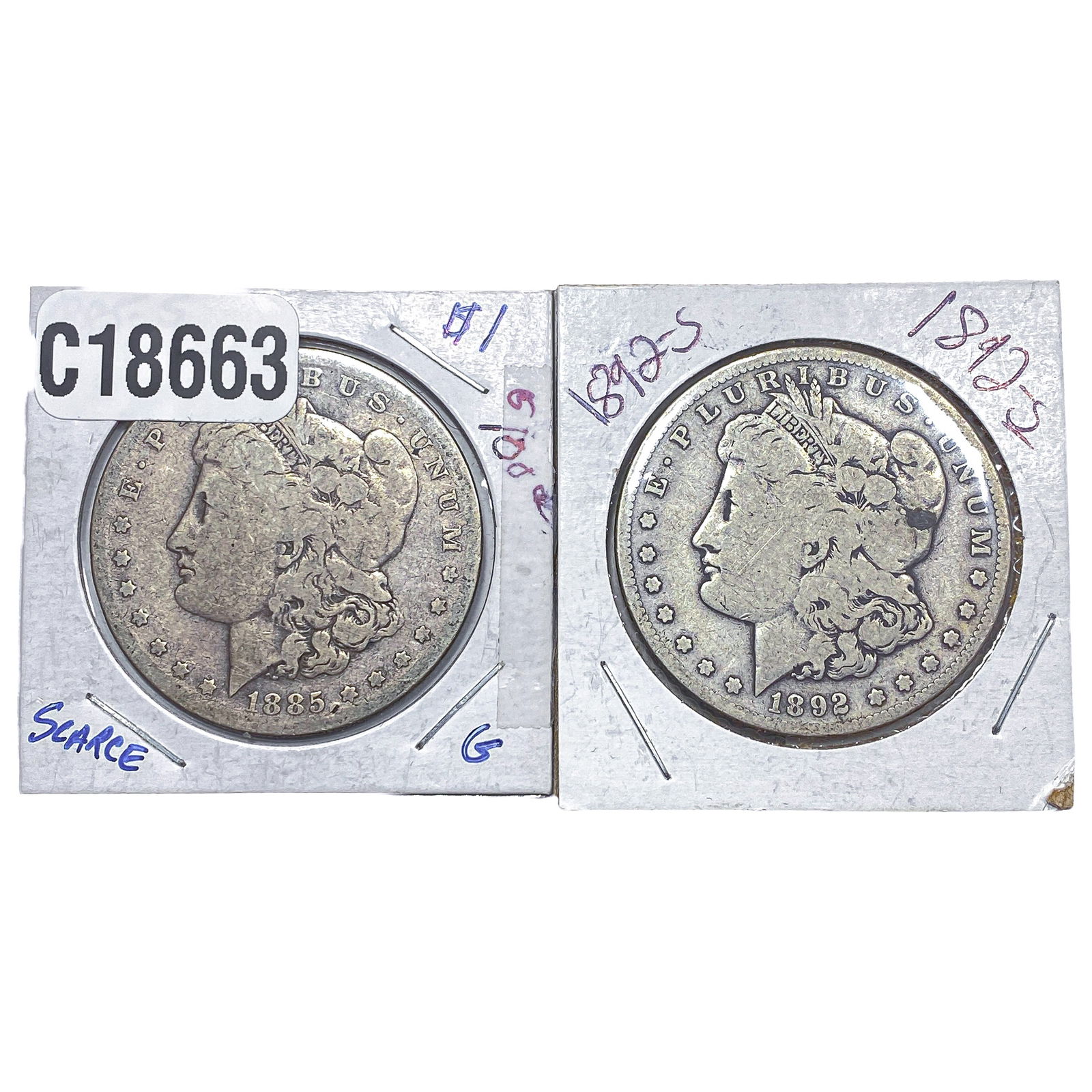 [2 Coins] 1885-1892 Morgan Silver Dollar: [2 Coins] 1885-1892 Morgan Silver Dollar