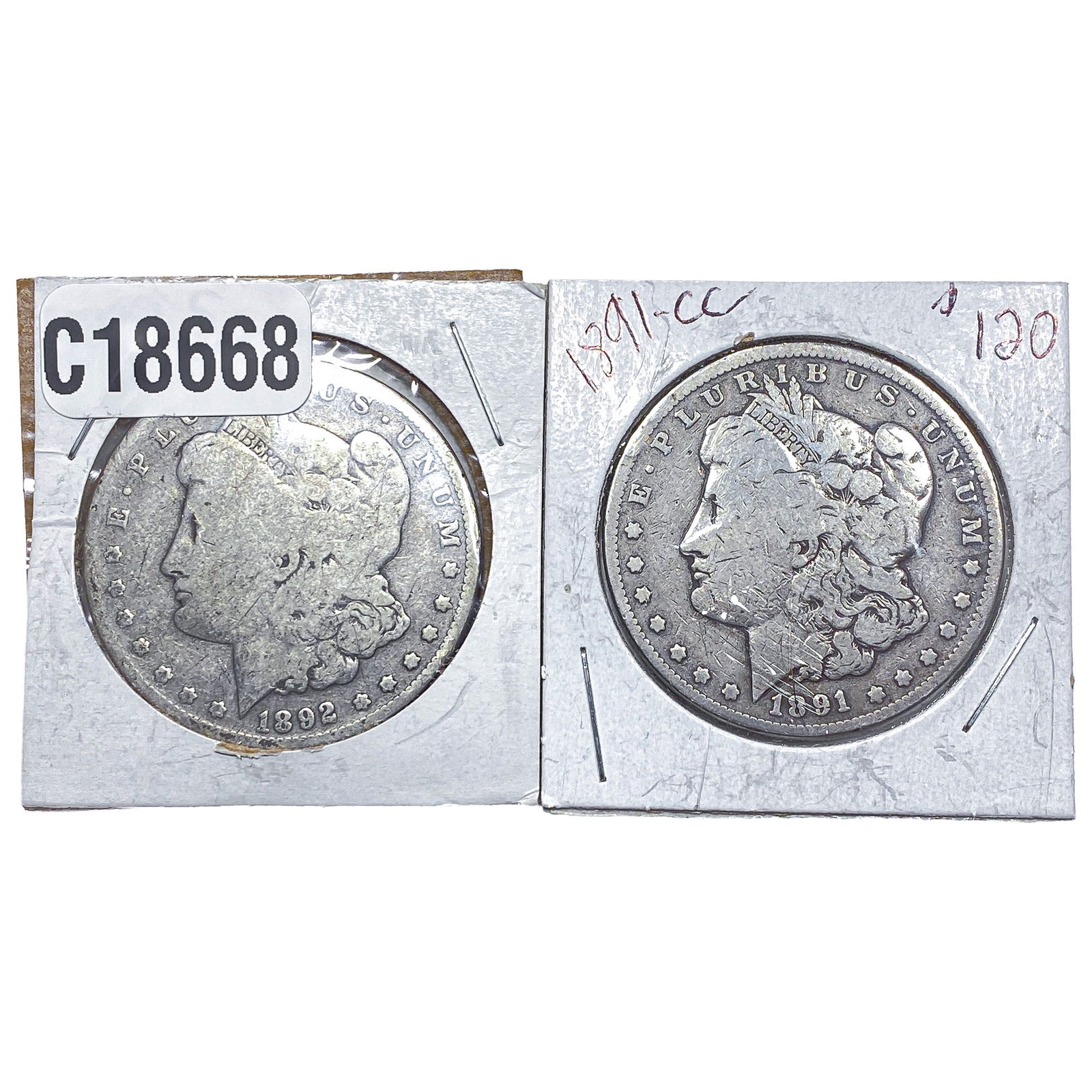 [2 Coins] 1891-1892 Morgan Silver Dollar: [2 Coins] 1891-1892 Morgan Silver Dollar