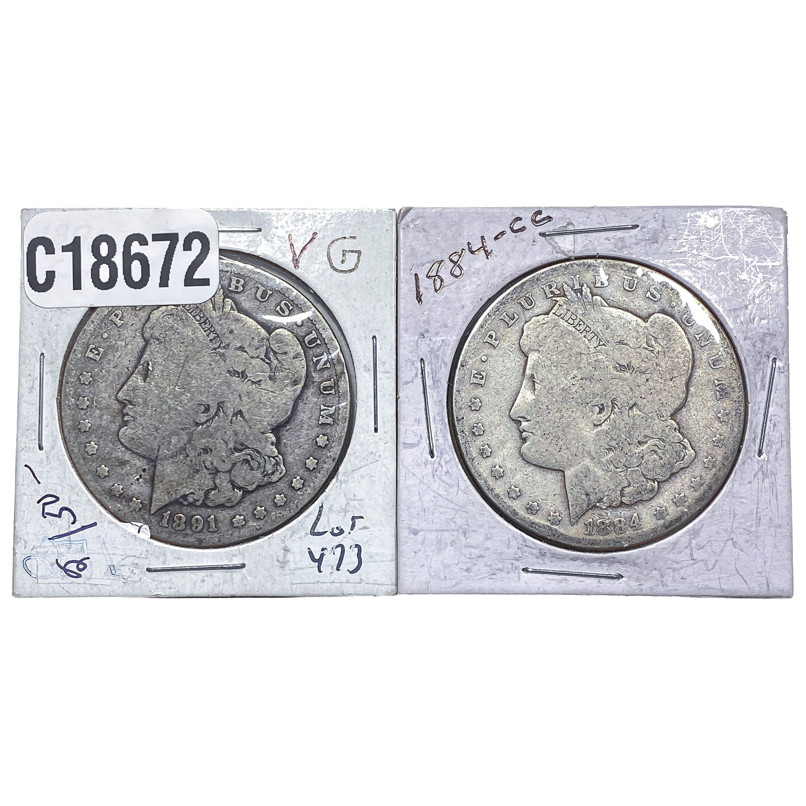 [2 Coins] 1884-1891 Morgan Silver Dollar: [2 Coins] 1884-1891 Morgan Silver Dollar
