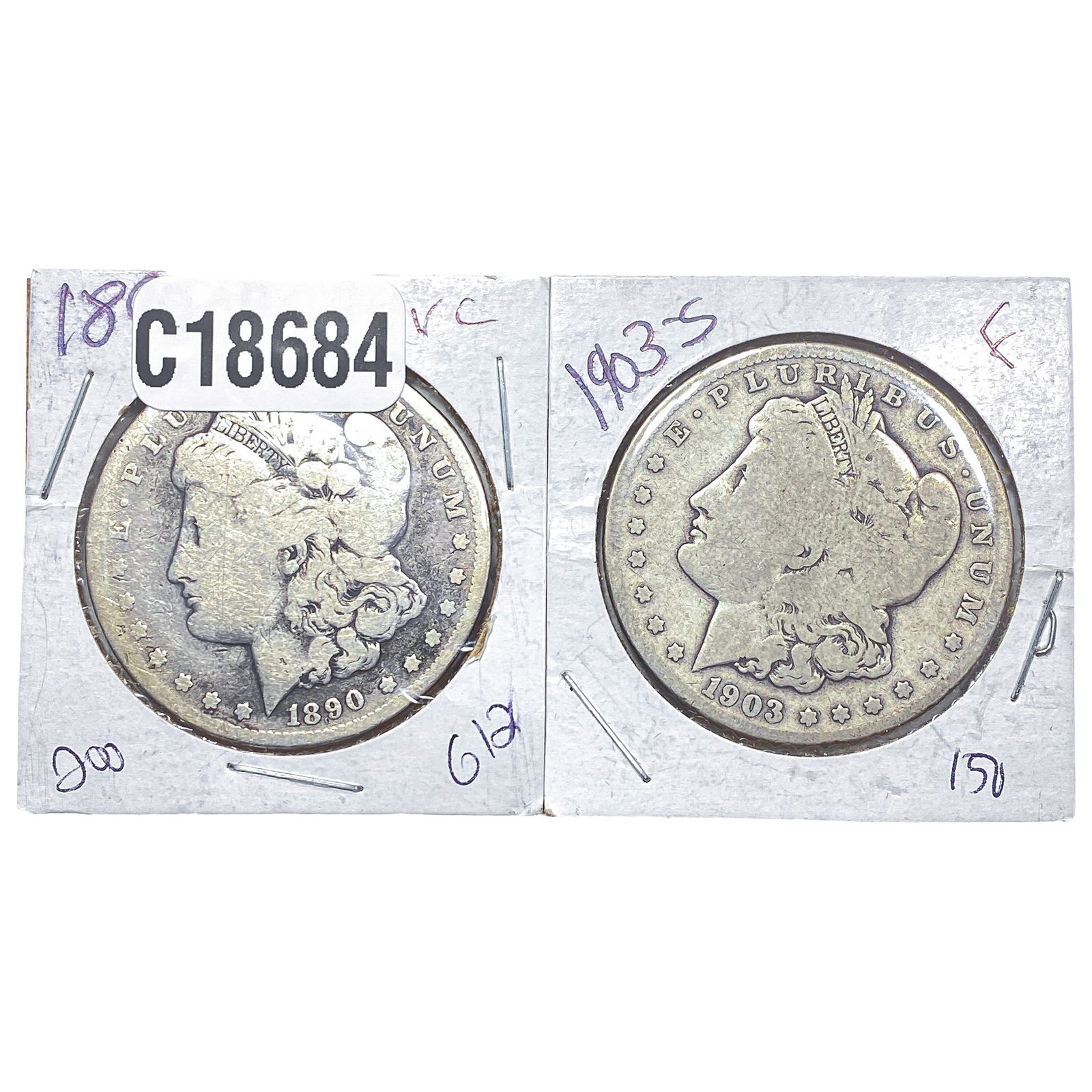 [2 Coins] 1890-1903 Morgan Silver Dollar: [2 Coins] 1890-1903 Morgan Silver Dollar