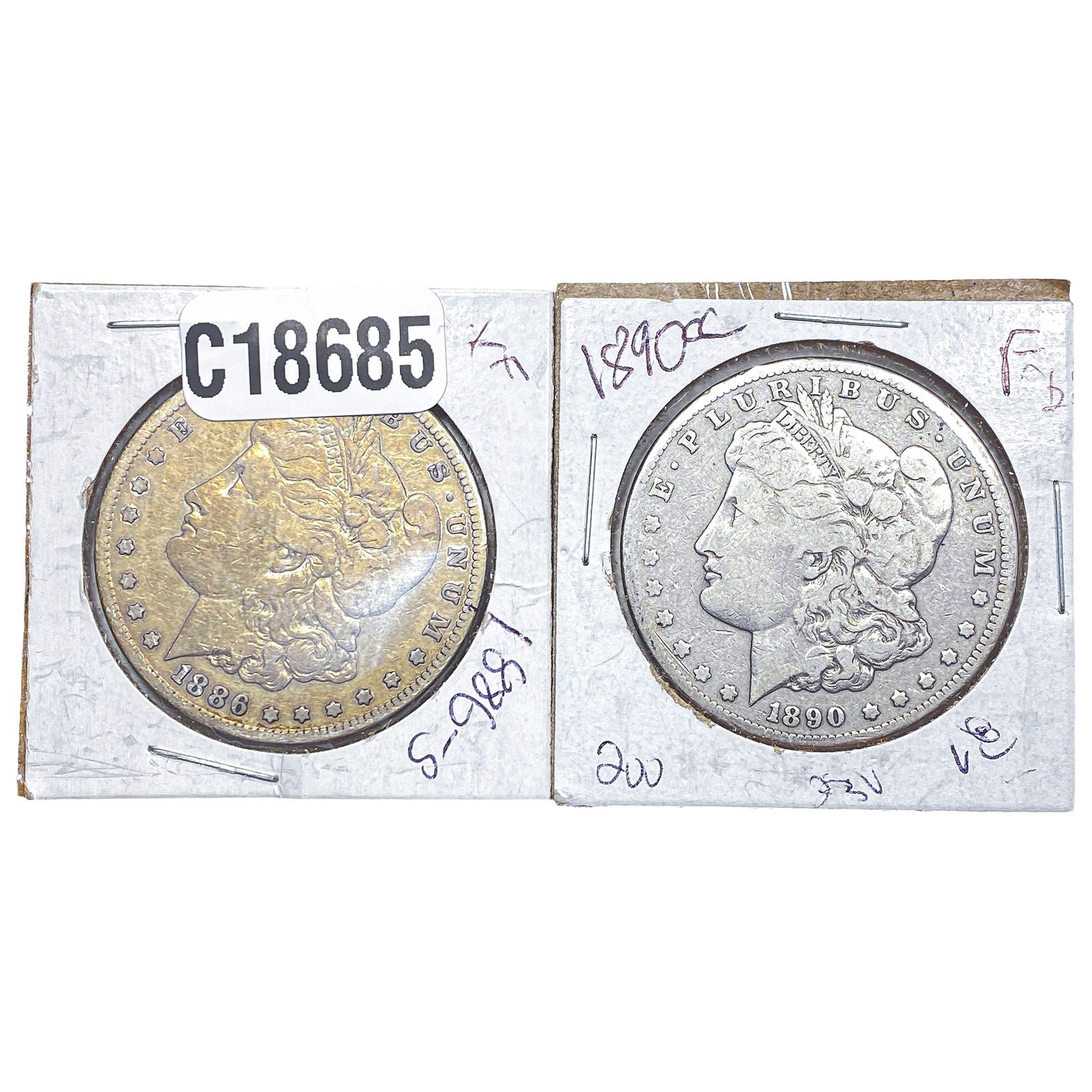 [2 Coins] 1886-1890 Morgan Silver Dollar: [2 Coins] 1886-1890 Morgan Silver Dollar