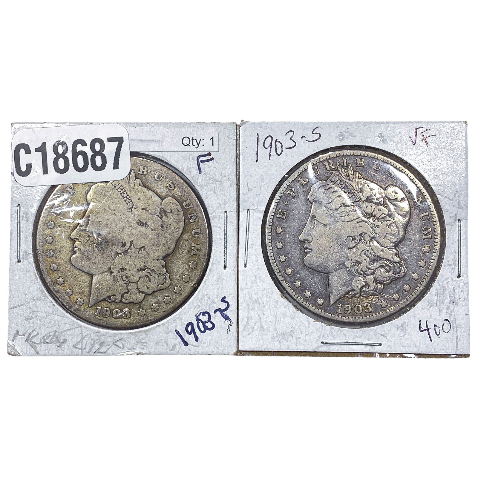 [2 Coins] 1903 Morgan Silver Dollar: [2 Coins] 1903 Morgan Silver Dollar