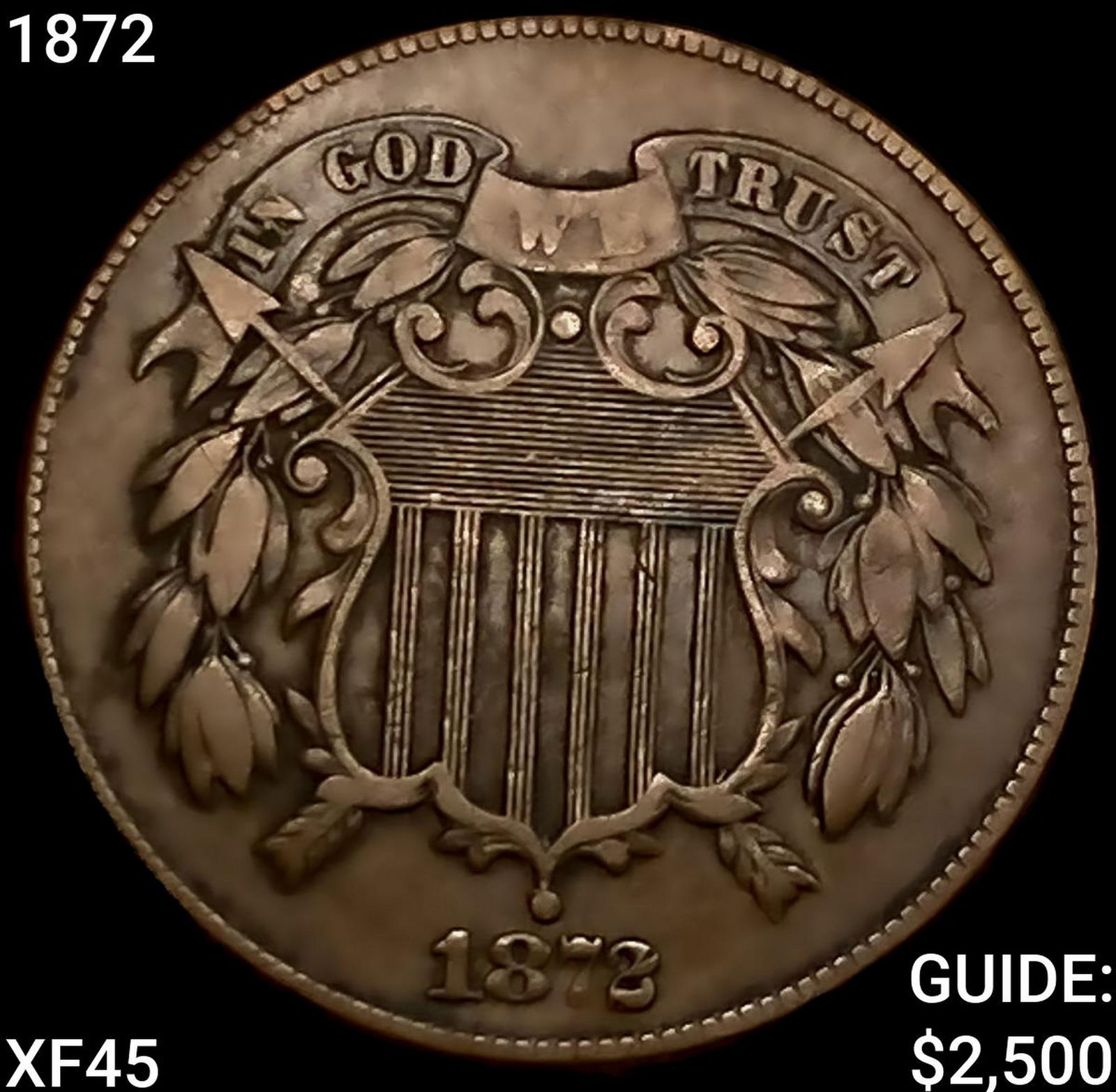 1872 Two Cent Piece NEARLY UNCIRCULATED (1 of 2)