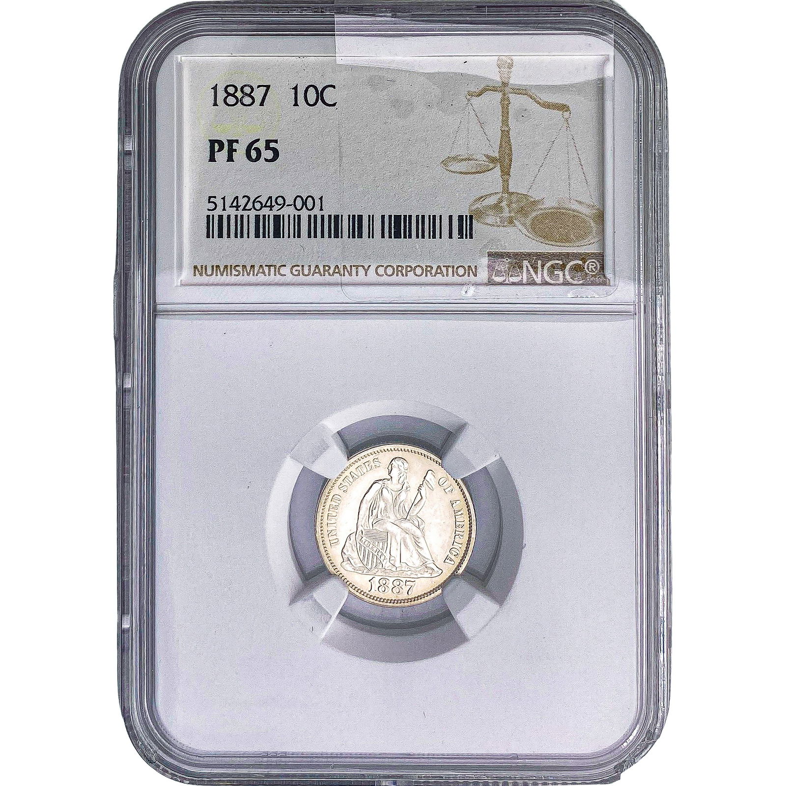 1887 Seated Liberty Dime NGC PF65: 1887 Seated Liberty Dime NGC PF65