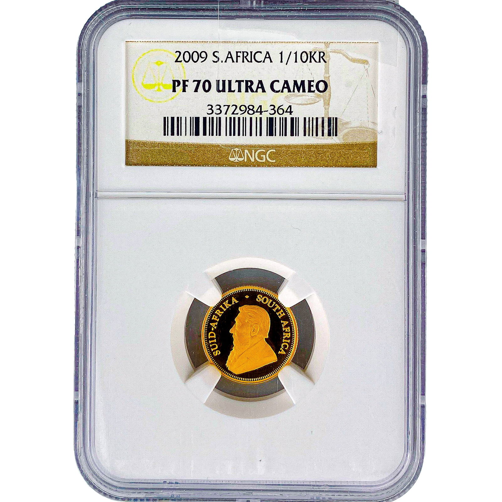 2009 South Africa 1/10oz Gold 1/10 Krugerrand NGC PF70 Ultra Cameo: 2009 South Africa 1/10oz Gold 1/10 Krugerrand NGC PF70 Ultra Cameo