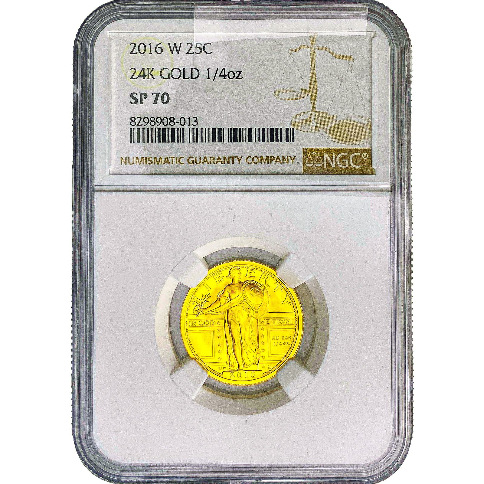 2016-W 1/4oz Gold Standing Liberty Quarter NGC SP70: 2016-W 1/4oz Gold Standing Liberty Quarter NGC SP70