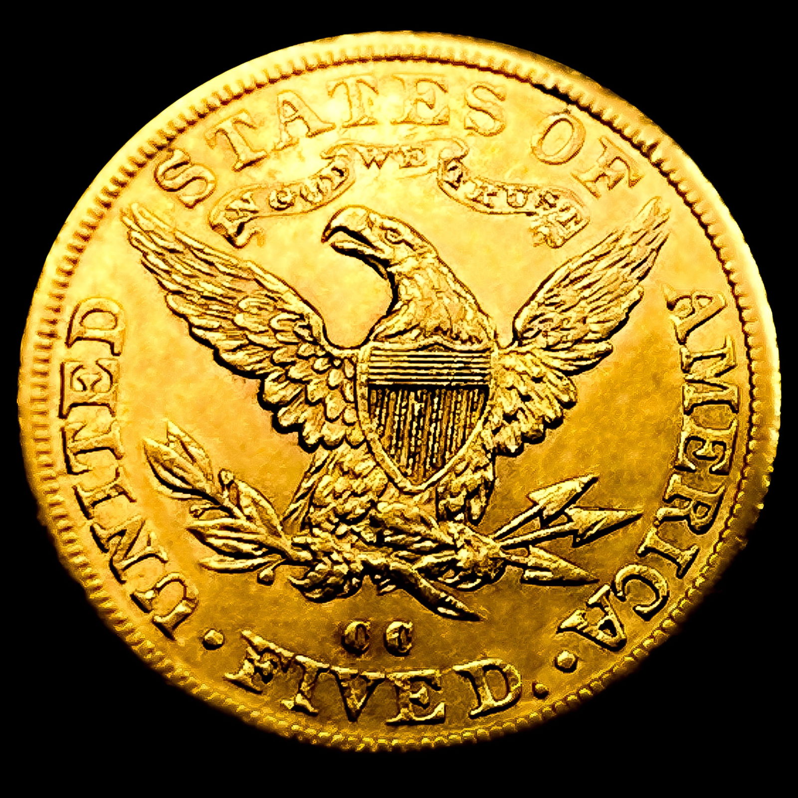 1892-CC $5 Gold Half Eagle - 2