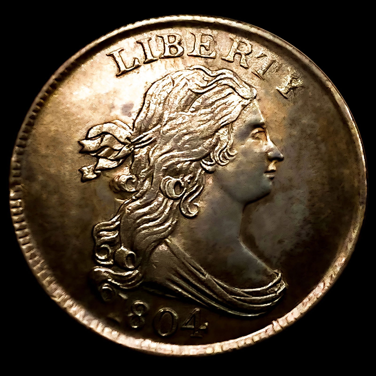 1804 Cross 4, No Stems Draped Bust Half Cent (1 of 2)