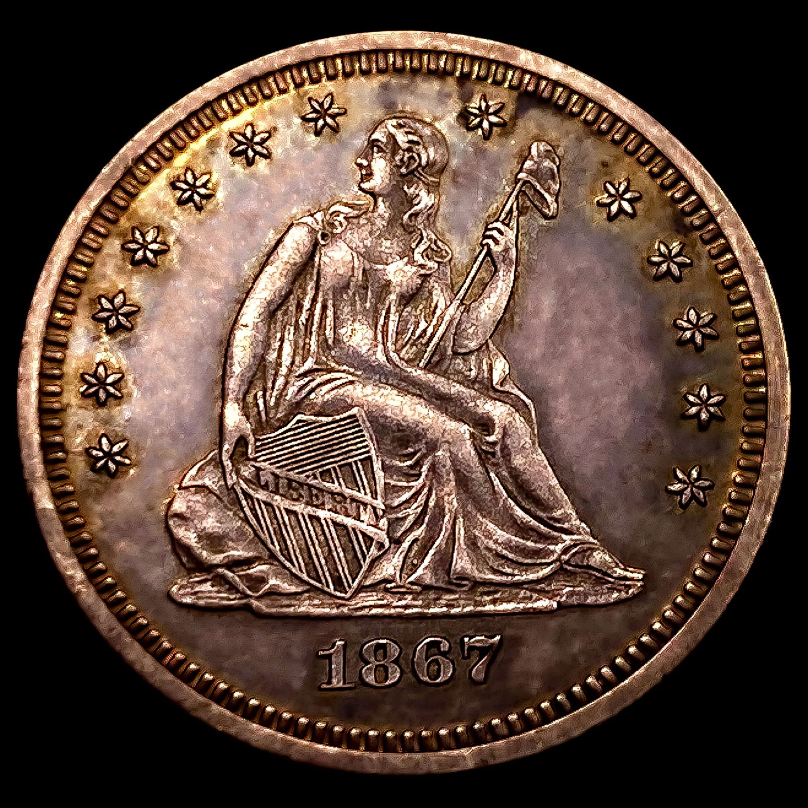 1867 Seated Liberty Quarter: 1867 Seated Liberty Quarter
