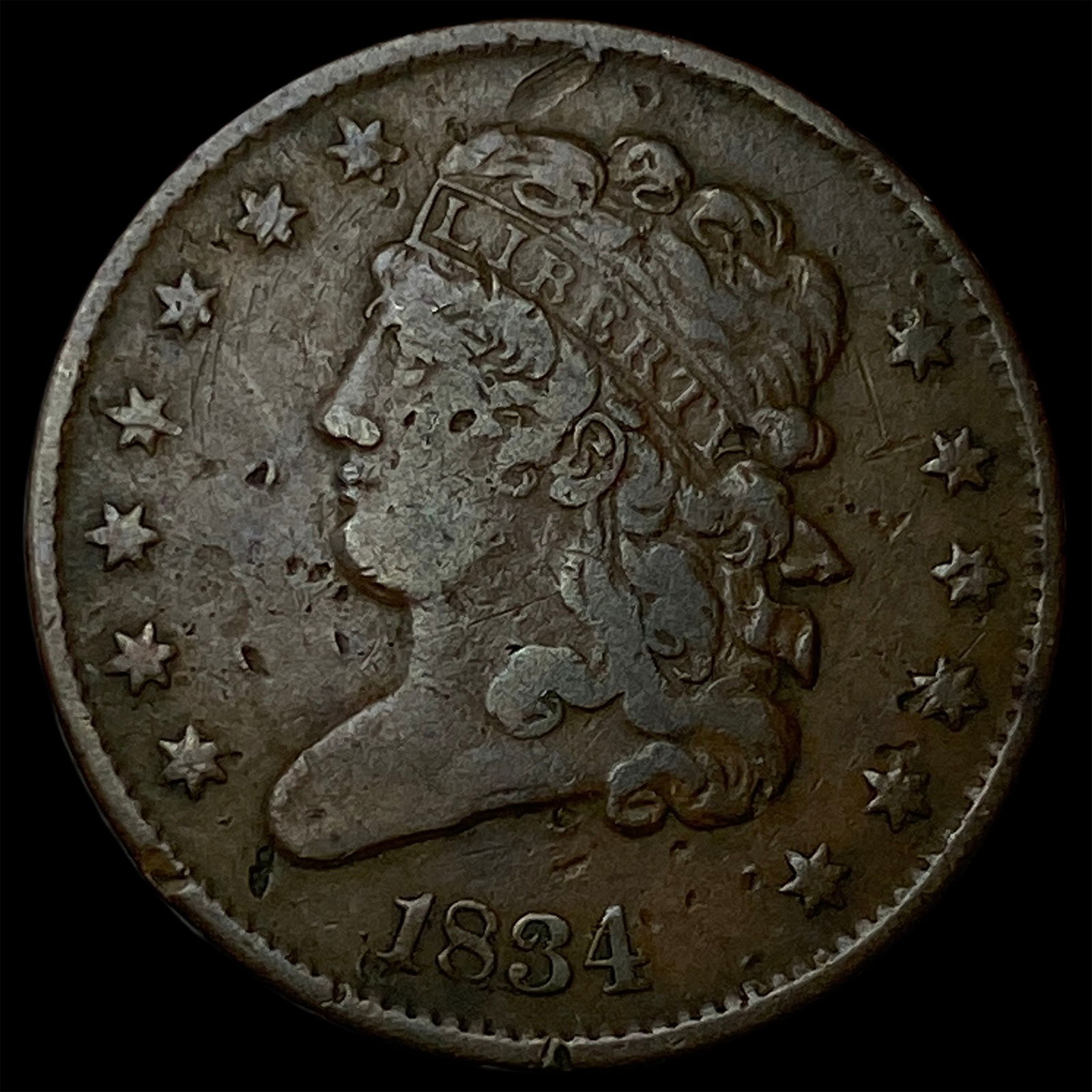 1834 Classic Head Half Cent ABOUT UNCIRCULATED (1 of 2)