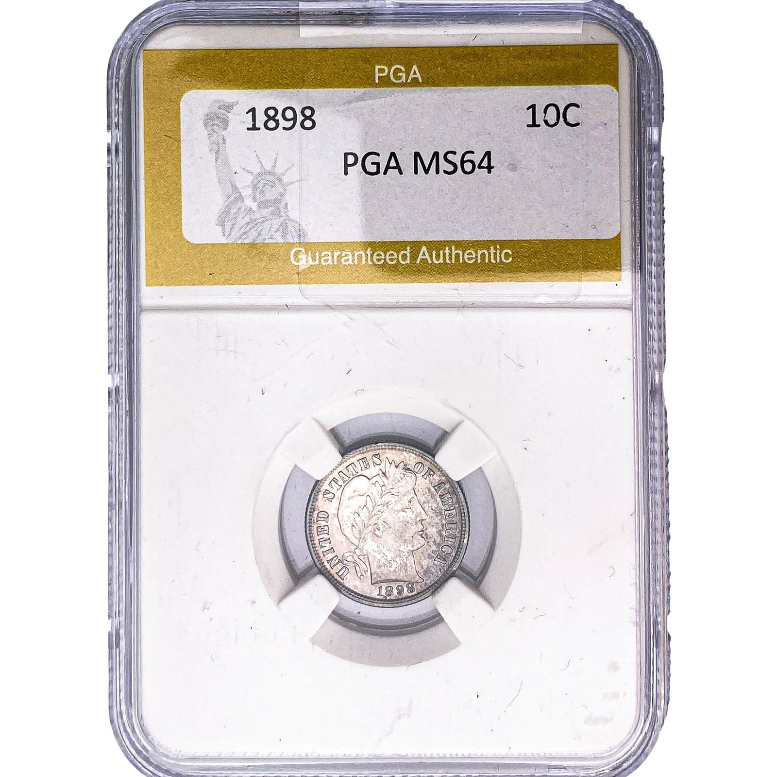 1898 Barber Dime PGA MS64: 1898 Barber Dime PGA MS64