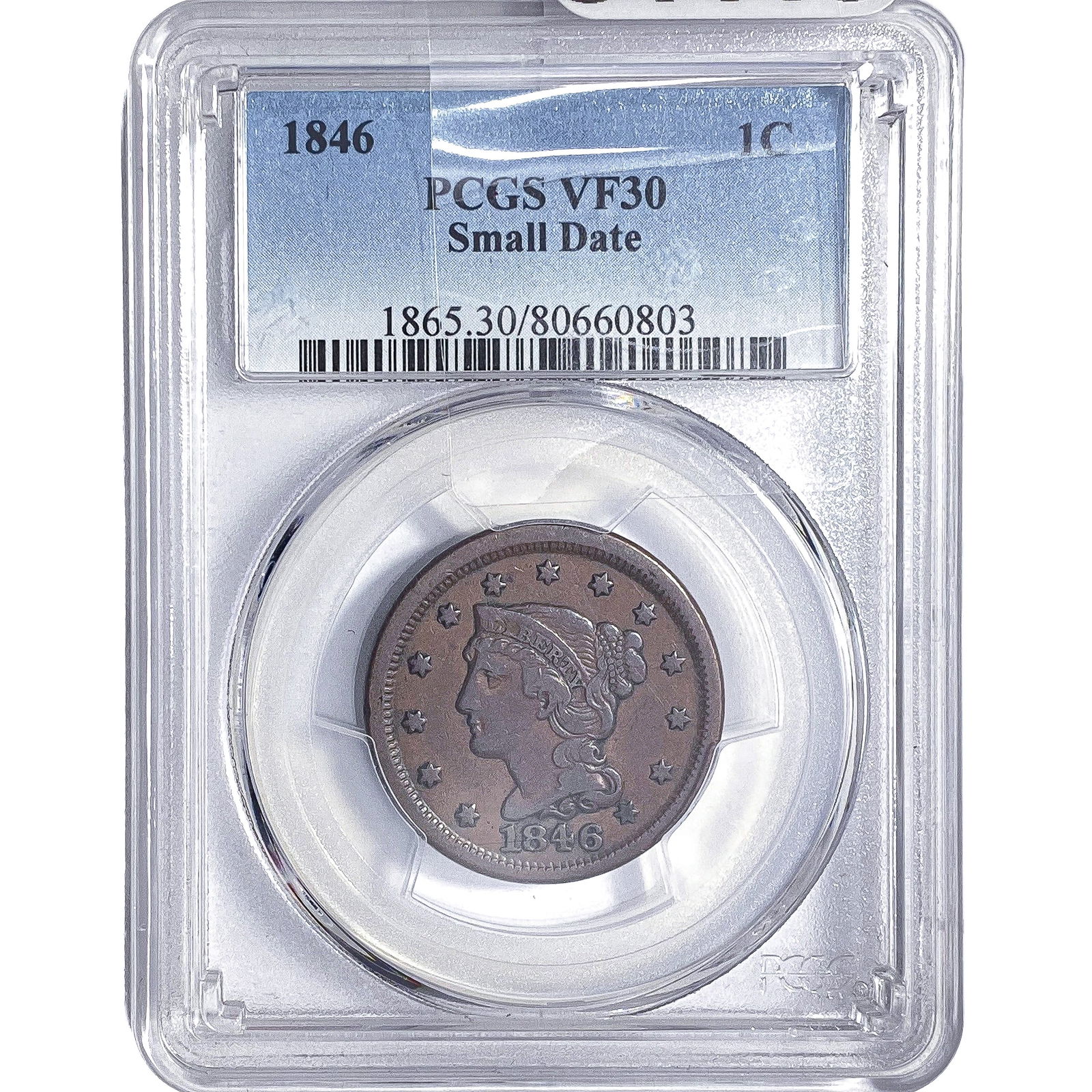 1846 Braided Hair Large Cent PCGS VF30 Small Date: 1846 Braided Hair Large Cent PCGS VF30 Small Date