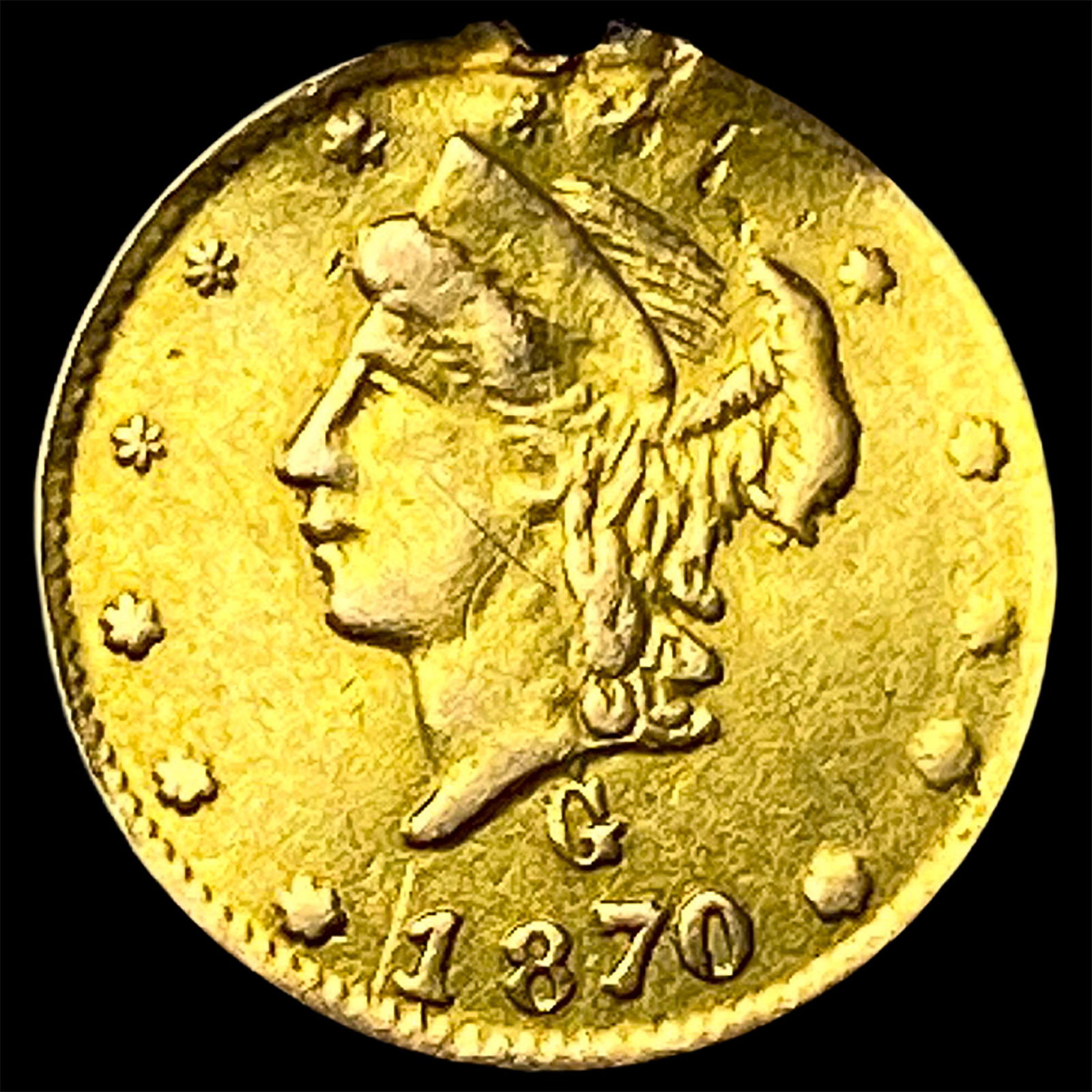 1870 Gold 1/4 Dollar Clark Gruber & Co. HIGH GRADE: 1870 Gold 1/4 Dollar Clark Gruber & Co. HIGH GRADE