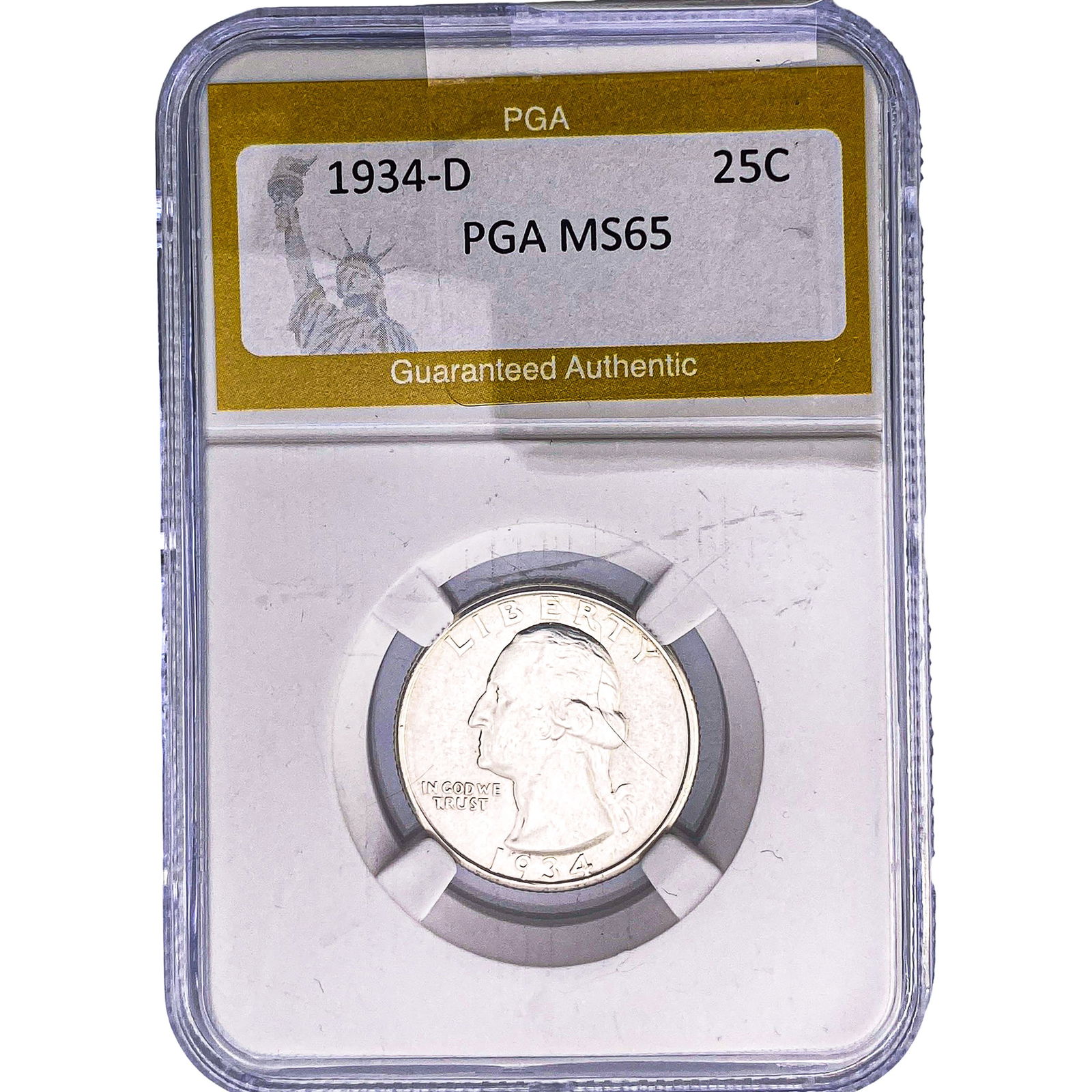 1934-D Washington Silver Quarter PGA MS65: 1934-D Washington Silver Quarter PGA MS65