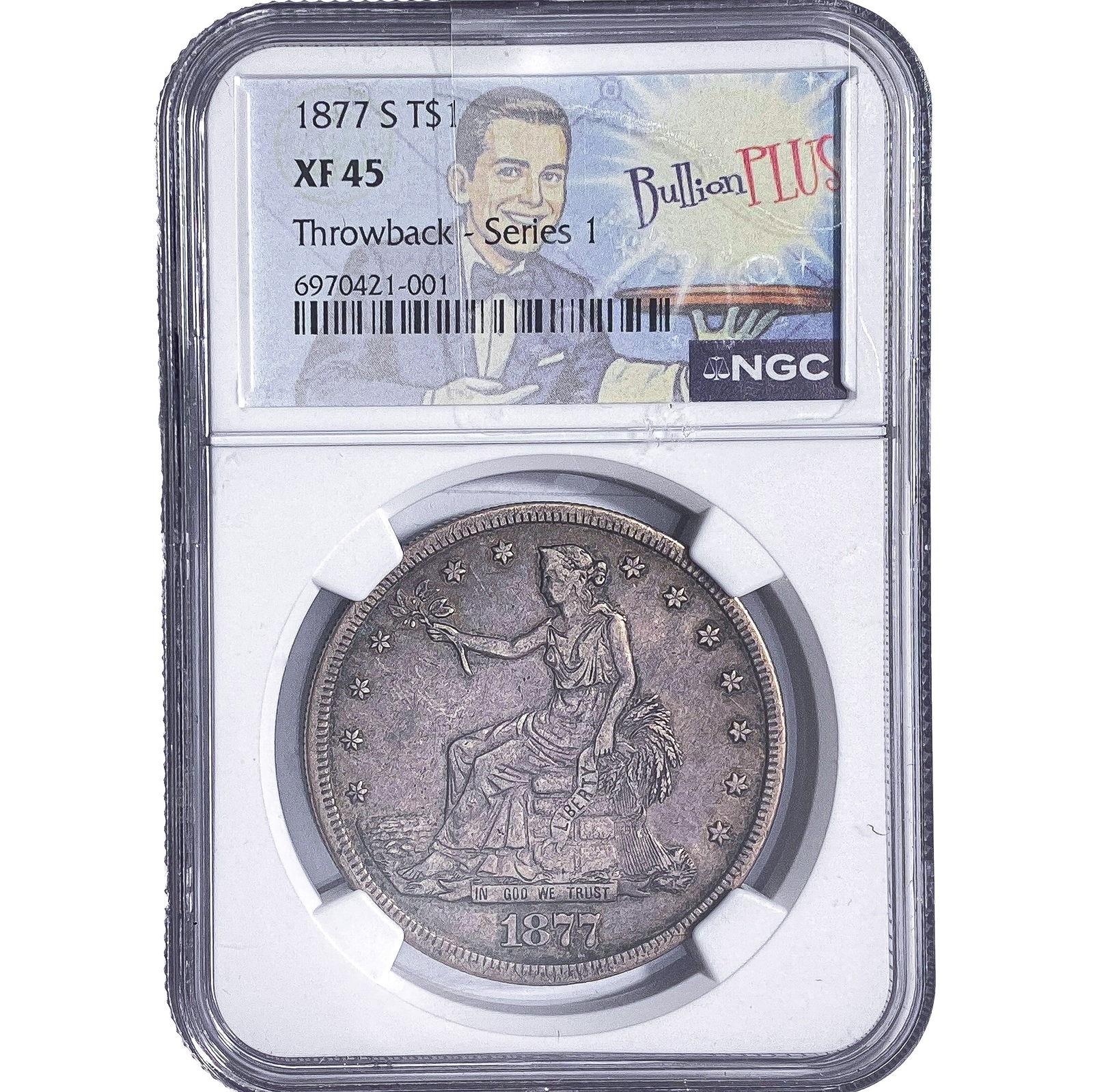 1877-S Silver Trade Dollar NGC XF45: 1877-S Silver Trade Dollar NGC XF45