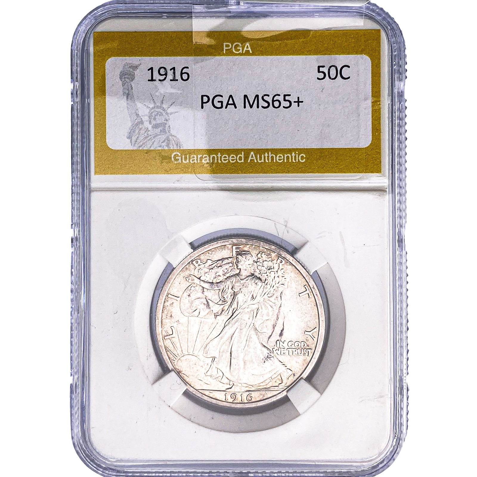 1916 Walking Liberty Half Dollar PGA MS65+: 1916 Walking Liberty Half Dollar PGA MS65+