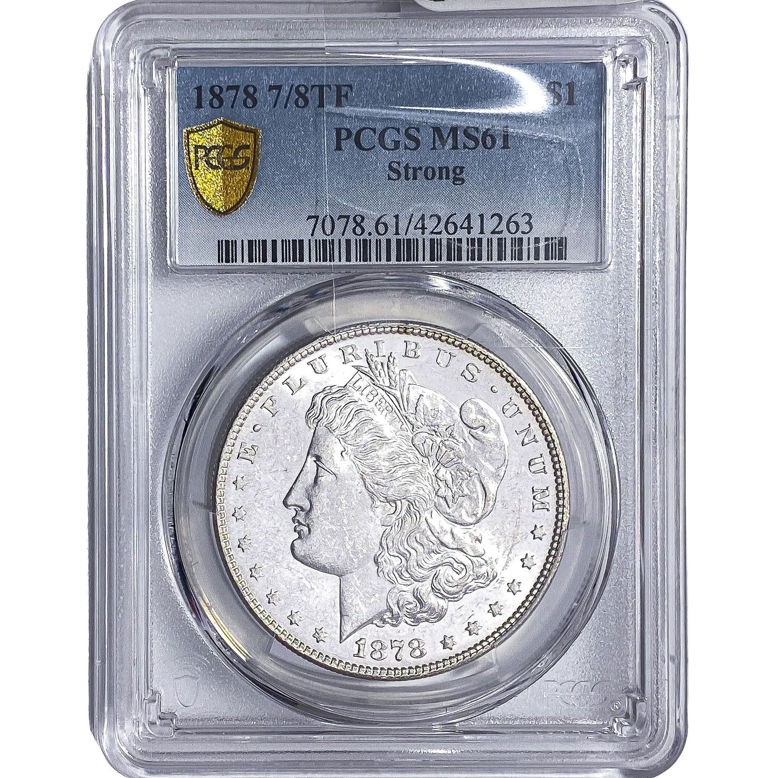 1878 7/8TF Morgan Silver Dollar PCGS MS61 Strong (1 of 2)