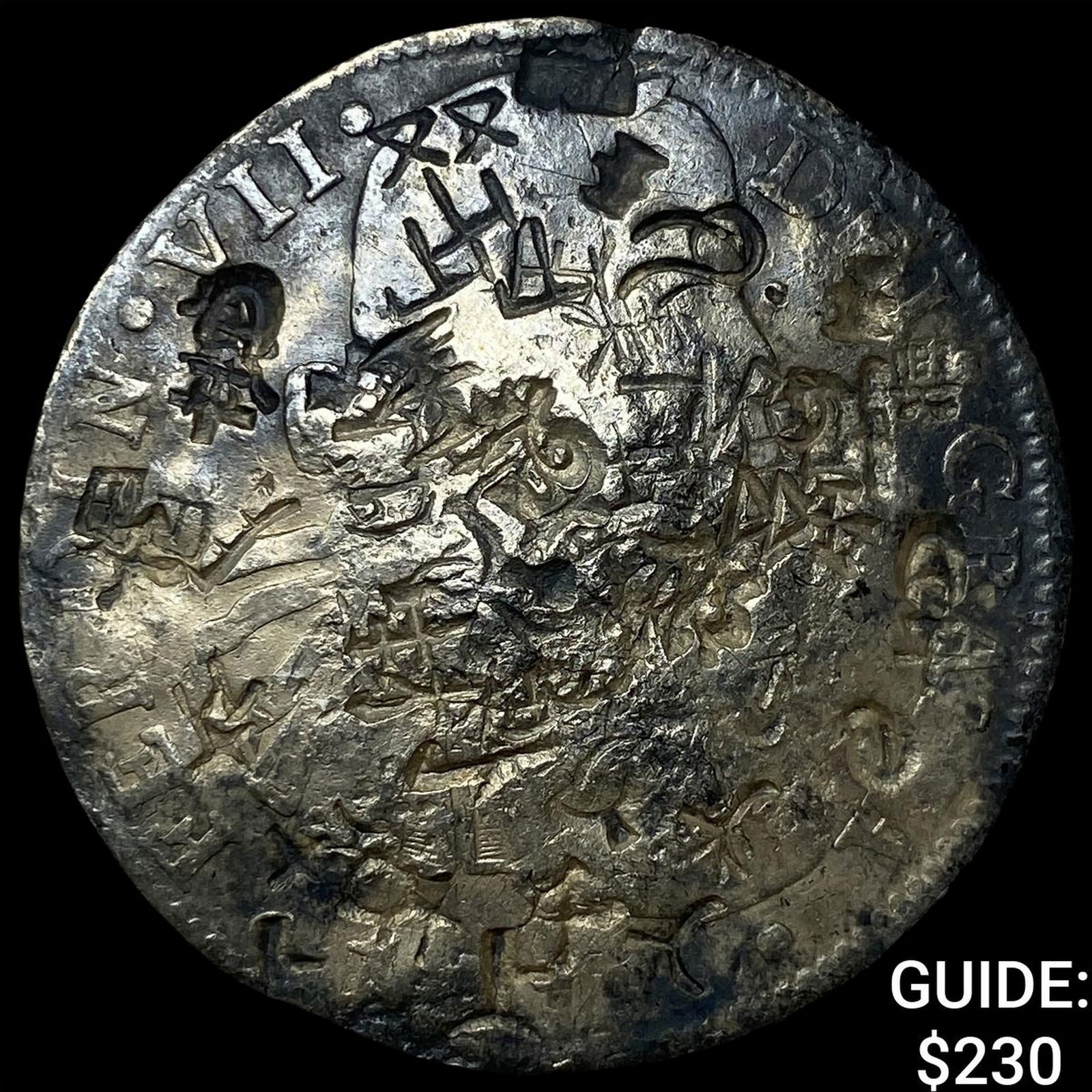 Colonial Spain Silver 8 Reales Punchmarked NEARLY UNCIRCULATED (1 of 2)